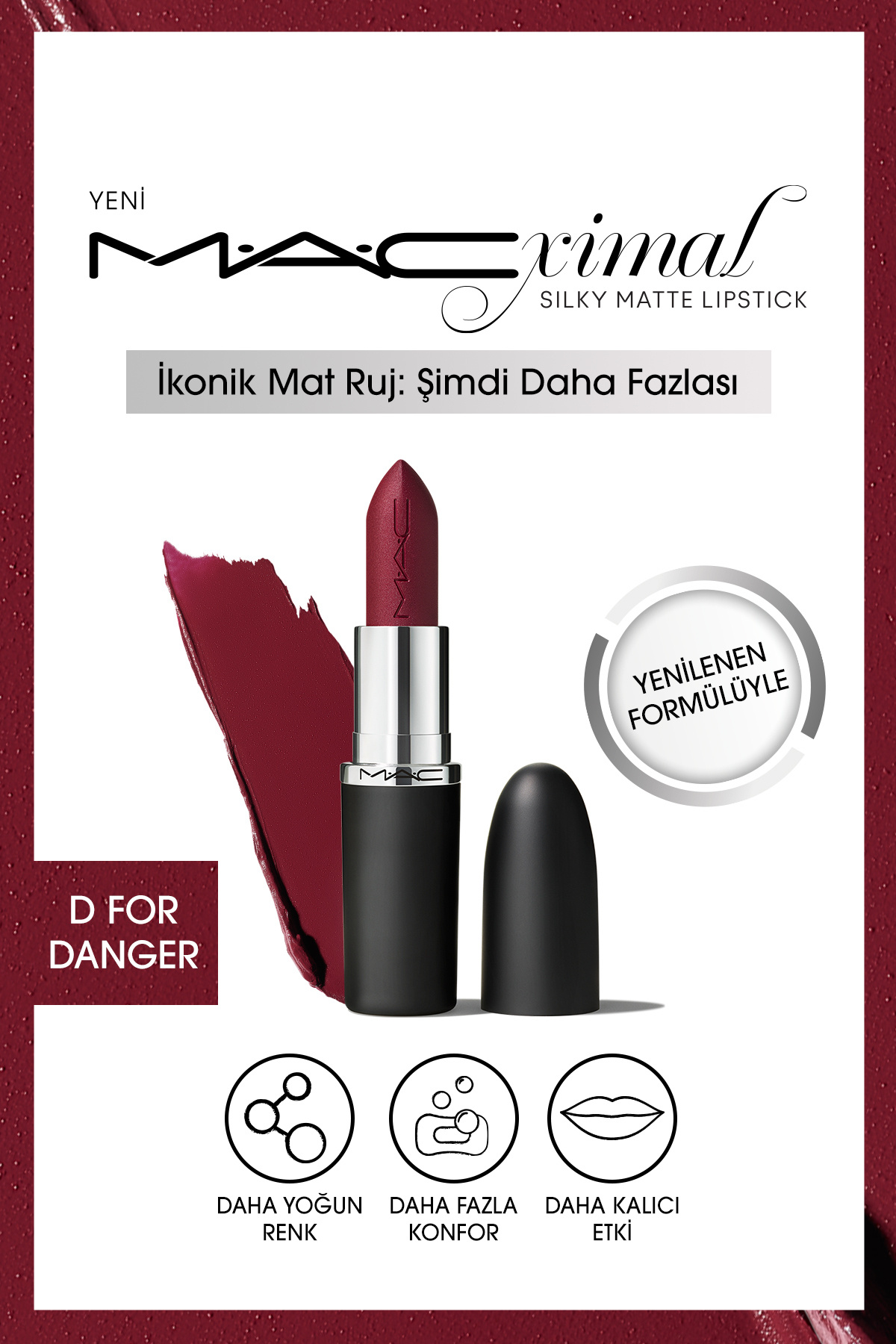 M.A.C M·a·cxımal Silky Matte Lipstick Nemlendirme Etkili Yoğun Renk Sağlayan Ruj - D For Danger