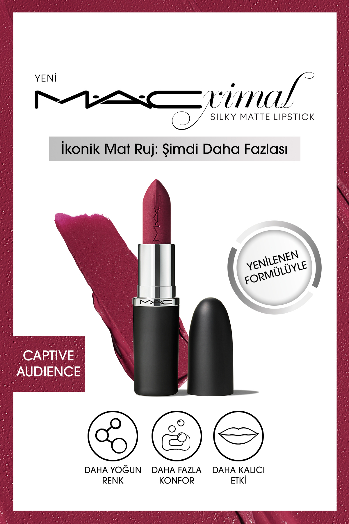 M.A.C M·a·cxımal Silky Matte Lipstick Nemlendirme Etkili Yoğun Renk Sağlayan Ruj - Captive Audience