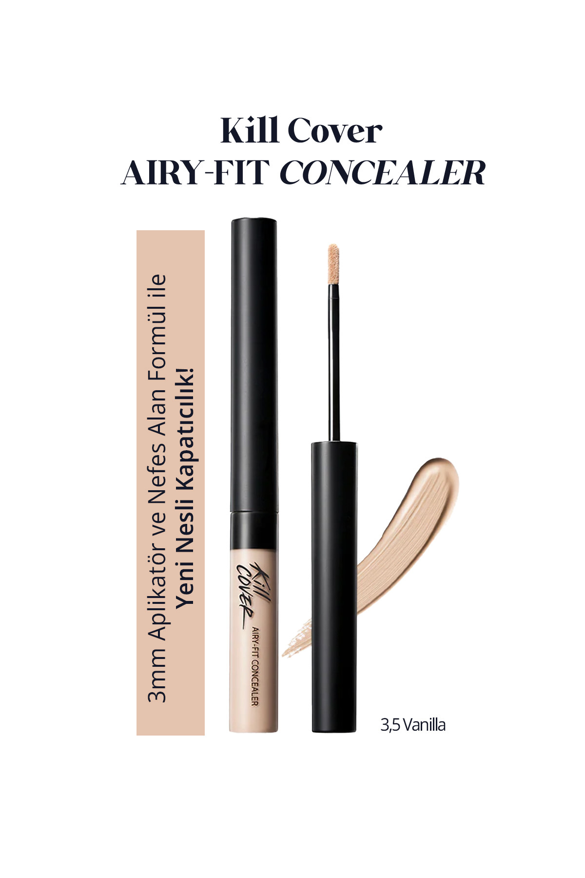 CLIO Hafif Formüllü, Uzun Süre Kalıcı Kapatıcı CLIO Kill Cover Airy-Fit Concealer (3.5 Vanilla)