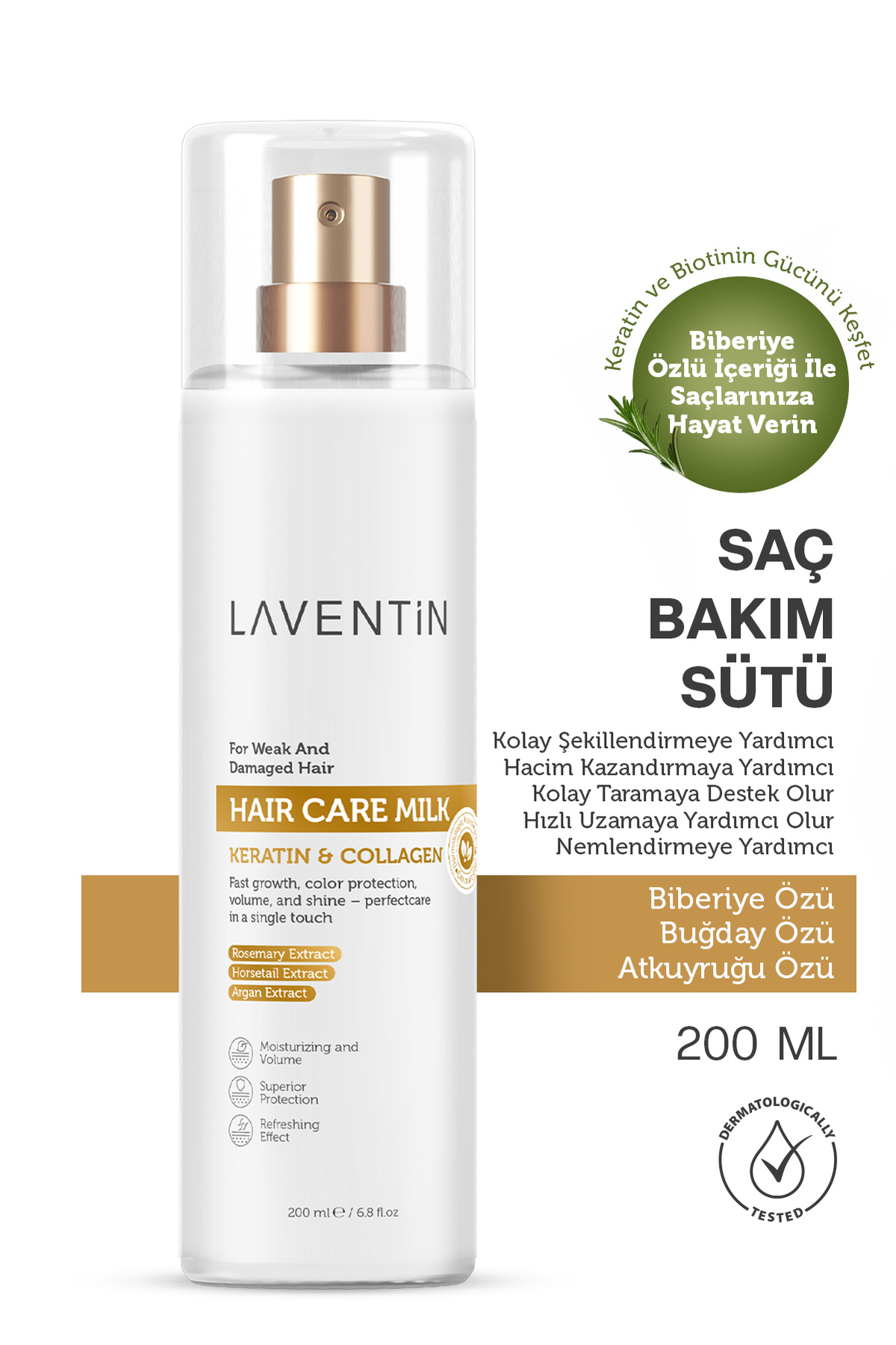 Laventin Biberiye - Argan - Keratin içeren Besleyici Ve Onarıcı Saç Bakım Spreyi 200 ml