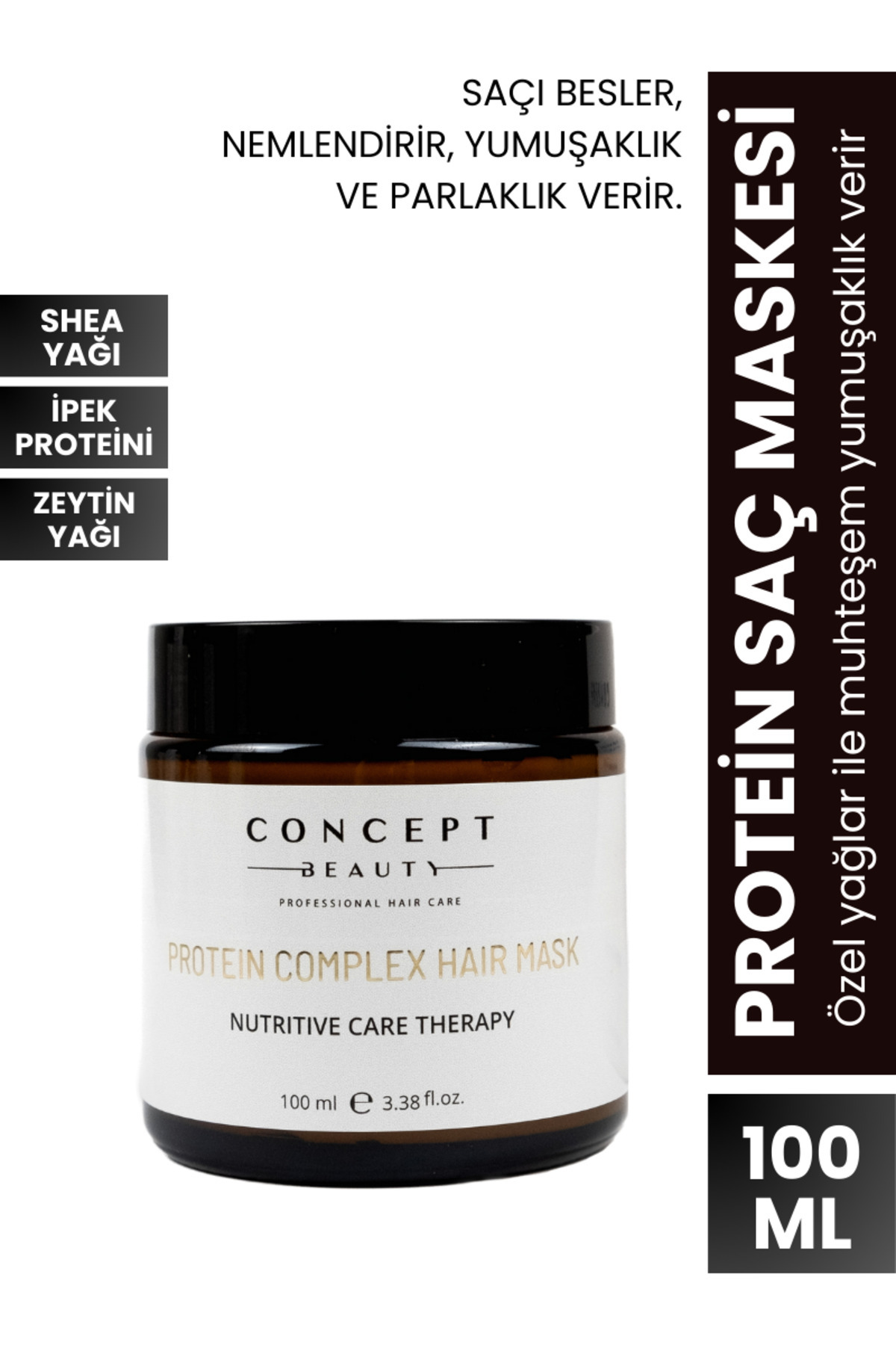 Concept Beauty Protein Kompleks Saç Maskesi – Serisin-shea Yağı-keratin Özlü-yıpranmış Saçlar Için Bakım (100 ML)