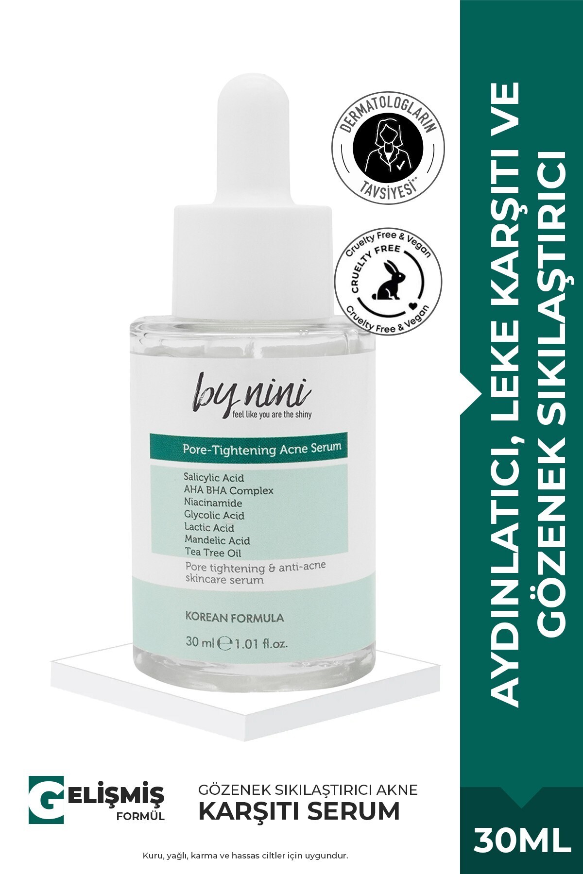 By Nini Aydınlatıcı, Leke Karşıtı ve Gözenek Sıkılaştırıcı Serum 30 ML