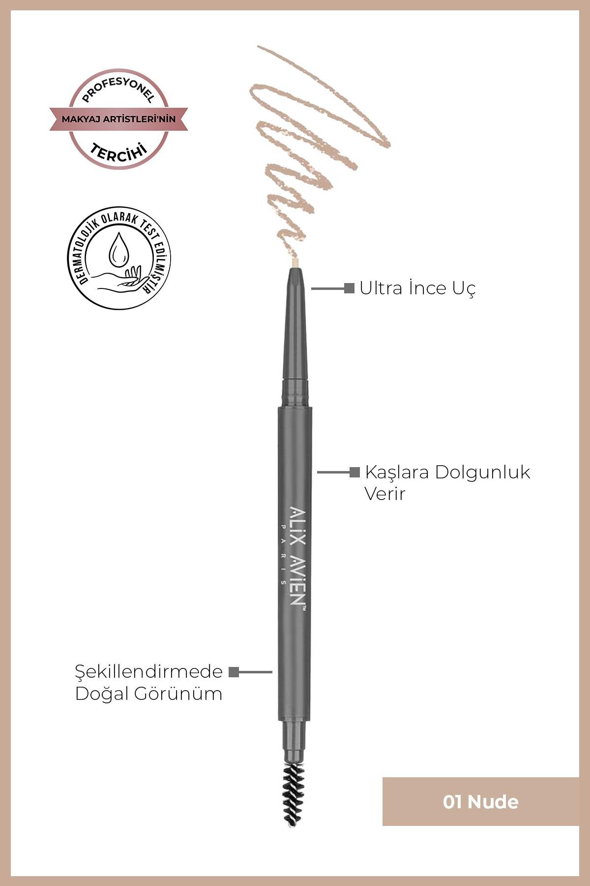 Alix Avien Asansörlü Ultra Ince Uçlu Dolgunlaştırıcı Nude Kaş Kalemi - Retractable Eyebrow Pencil 01