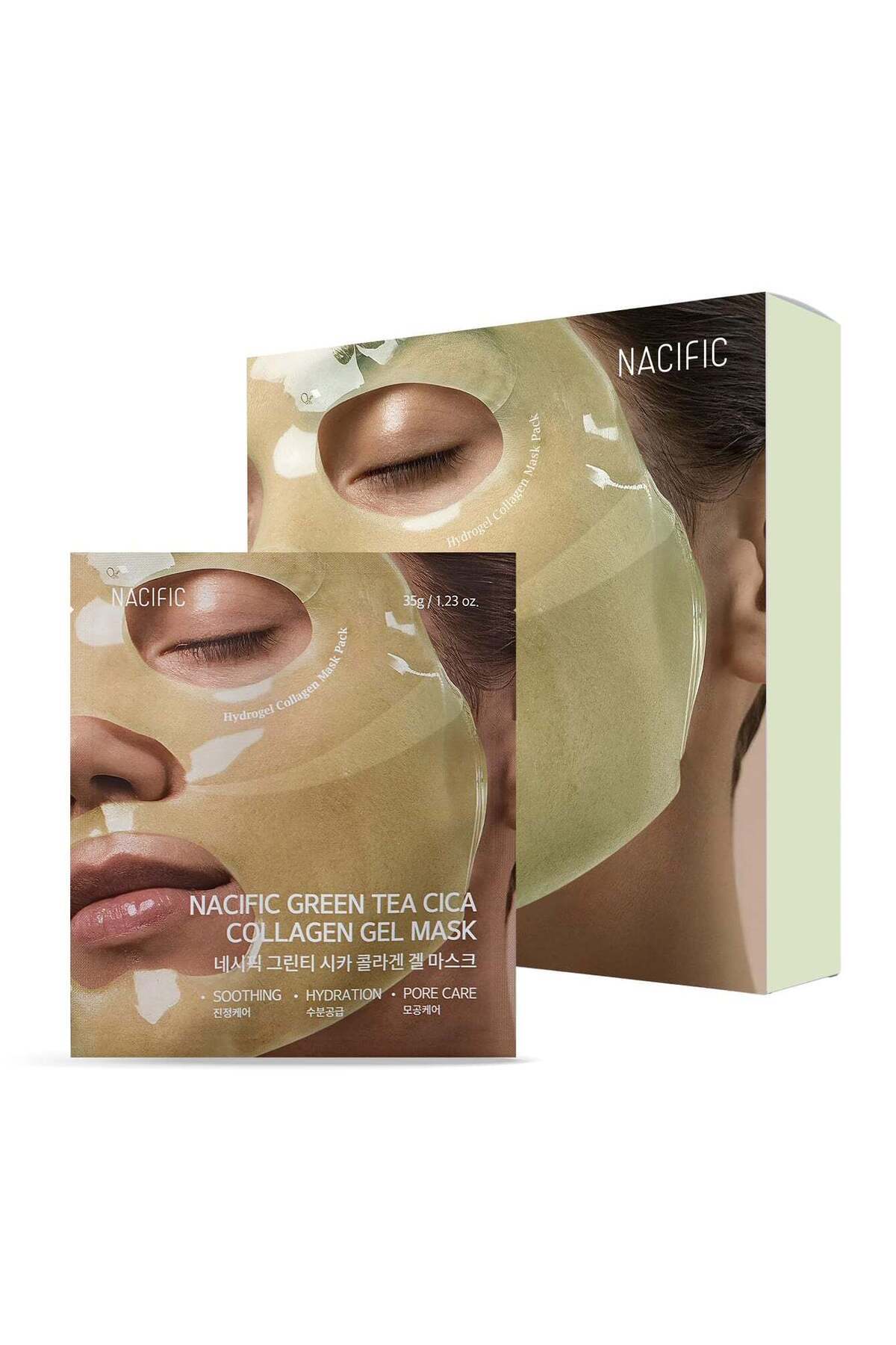 Nacific Green Tea Cica Collagen Gel Mask - Şeffaflaşan Kolajen Jel Maske