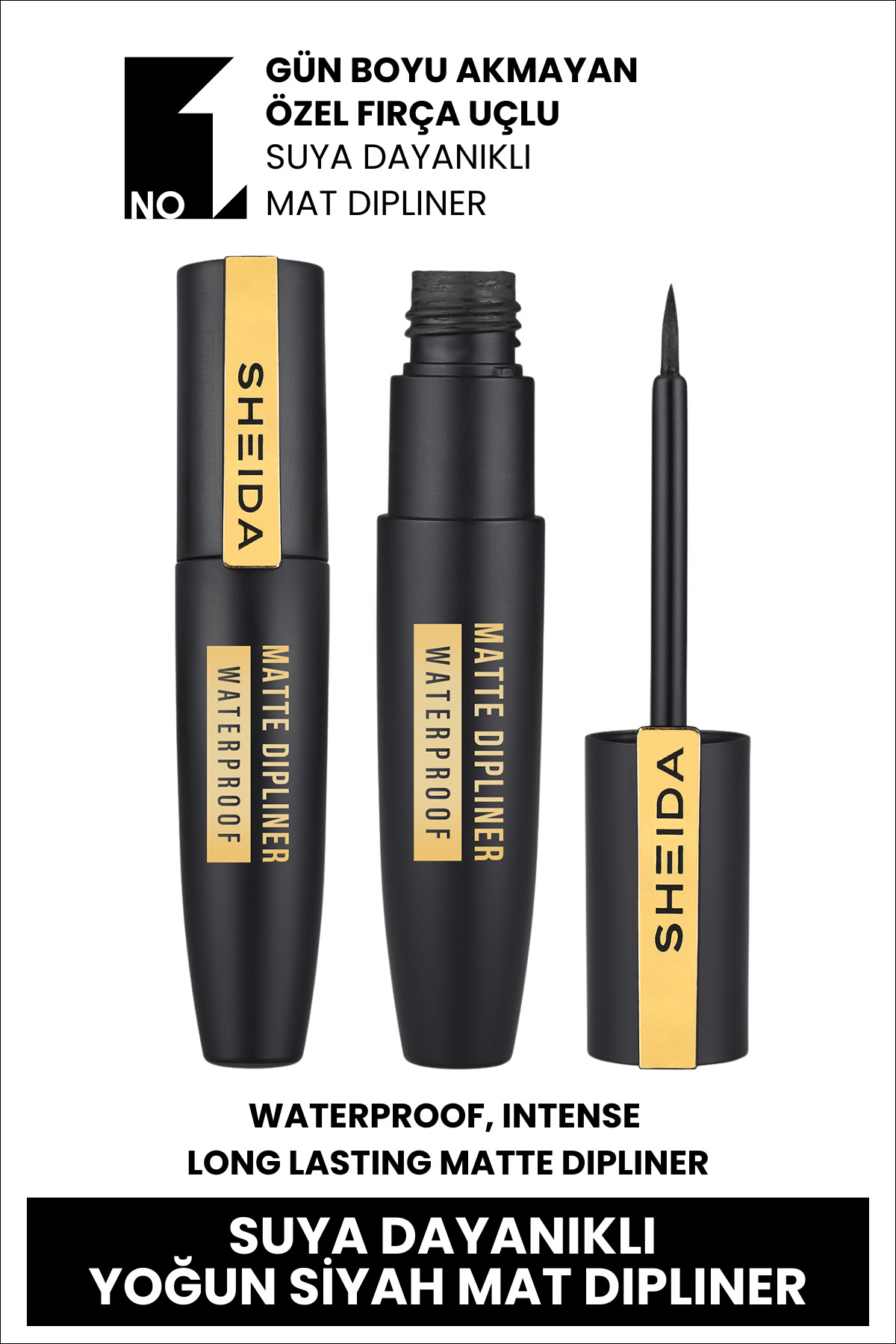 Sheida Suya Dayanıklı Yoğun Pigmentli Siyah Mat Dipliner - Intense Waterproof Matte Dipliner Black