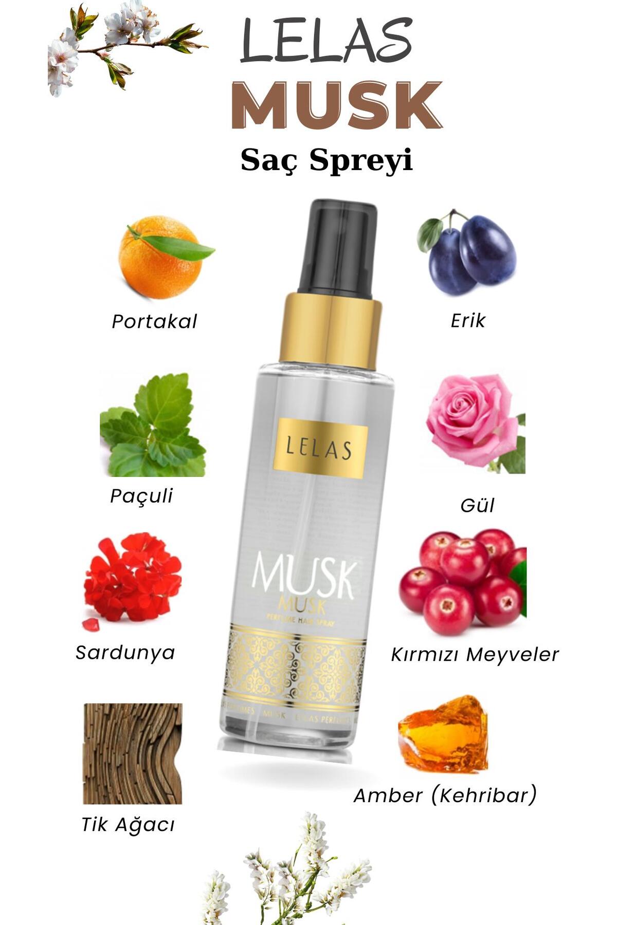 Lelas Musk Unisex Saç Spreyi 100 ML – Oryantal Baharatlı Parfümlü Saç Bakım Spreyi – 1199