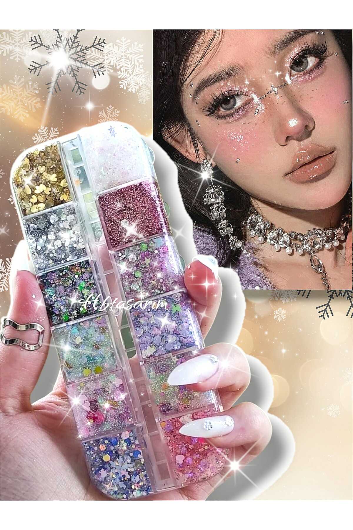 hbtasarim Simli Jel Far Glitter Jel Far Palet Set 2 Parlak Glitter