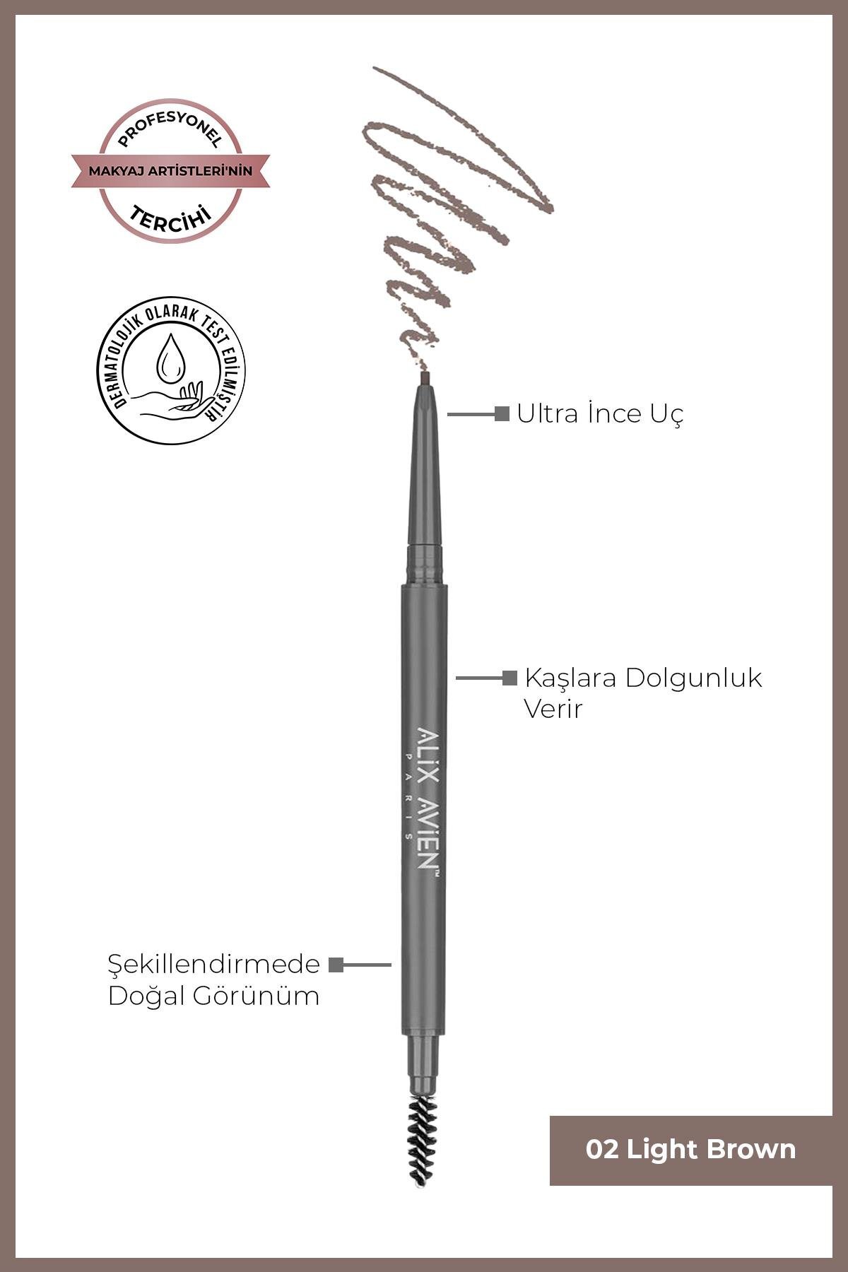 Alix Avien Asansörlü Ultra Ince Uçlu Dolgunlaştırıcı Açık Kahve Kaş Kalemi - Retractable Eyebrow Pencil 02