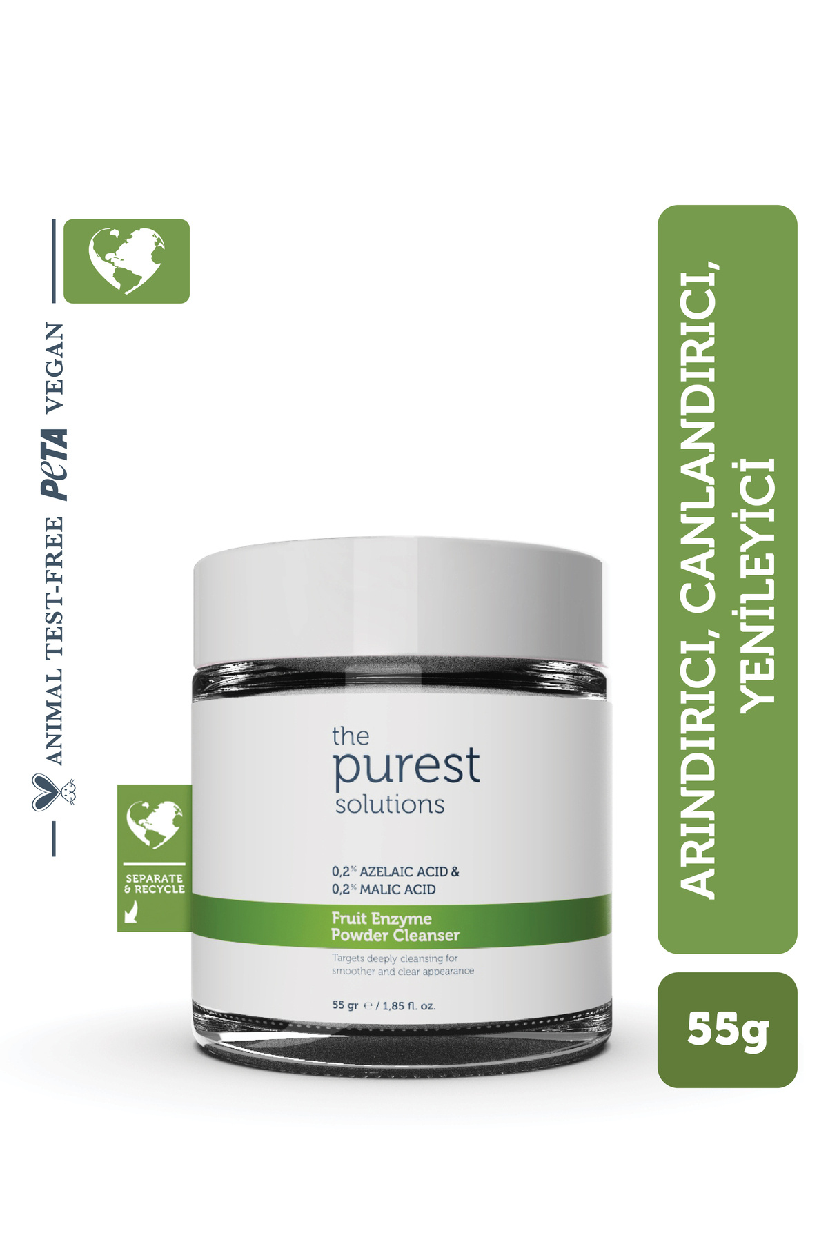 The Purest Solutions Arındırıcı Ve Canlandırıcı Tüm Ciltler Için Meyve Asitleri Içeren Toz Temizleyici 55 gr