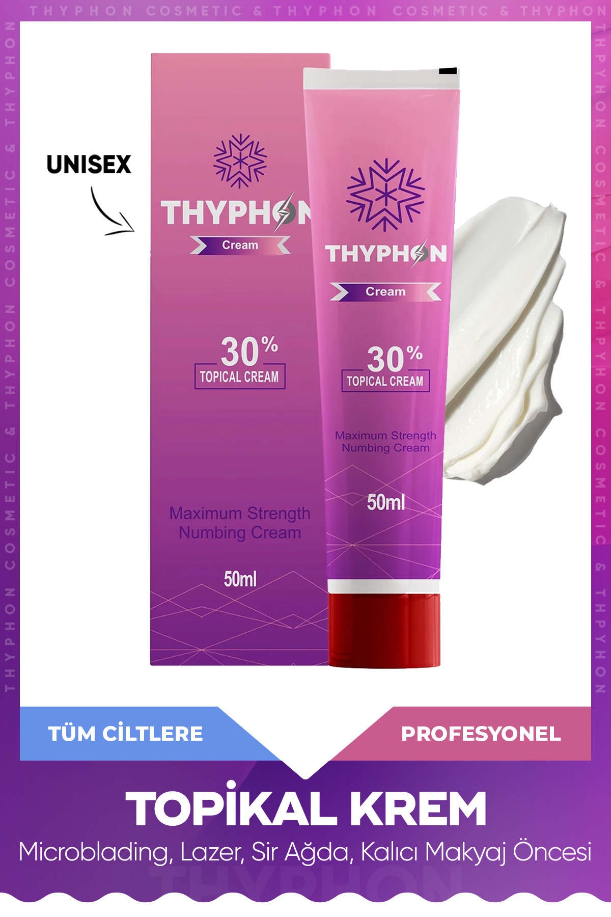 thyphon Lazer Epilasyon, Sir Ağda, Kalıcı Makyaj Öncesi Yatıştırıcı Topikal Krem 50 ml