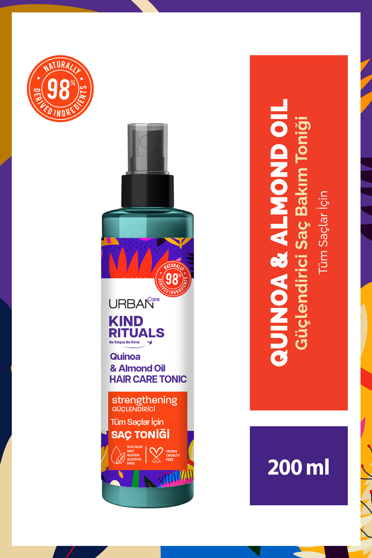 Urban Care Kind Rituals Kinoa & Almond Oil Güçlendirici Saç Bakım Toniği %98 Doğal
