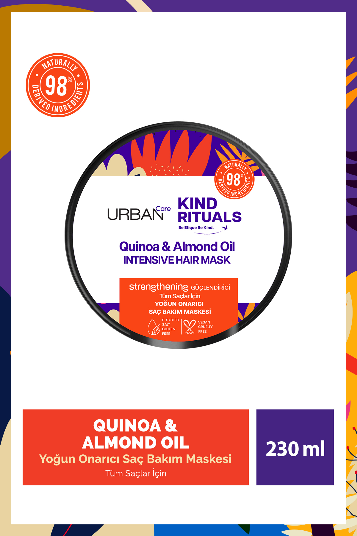 Urban Care Kind Rituals Kinoa & Almond Oil Güçlendirici Saç Bakım Maskesi %98 Doğal