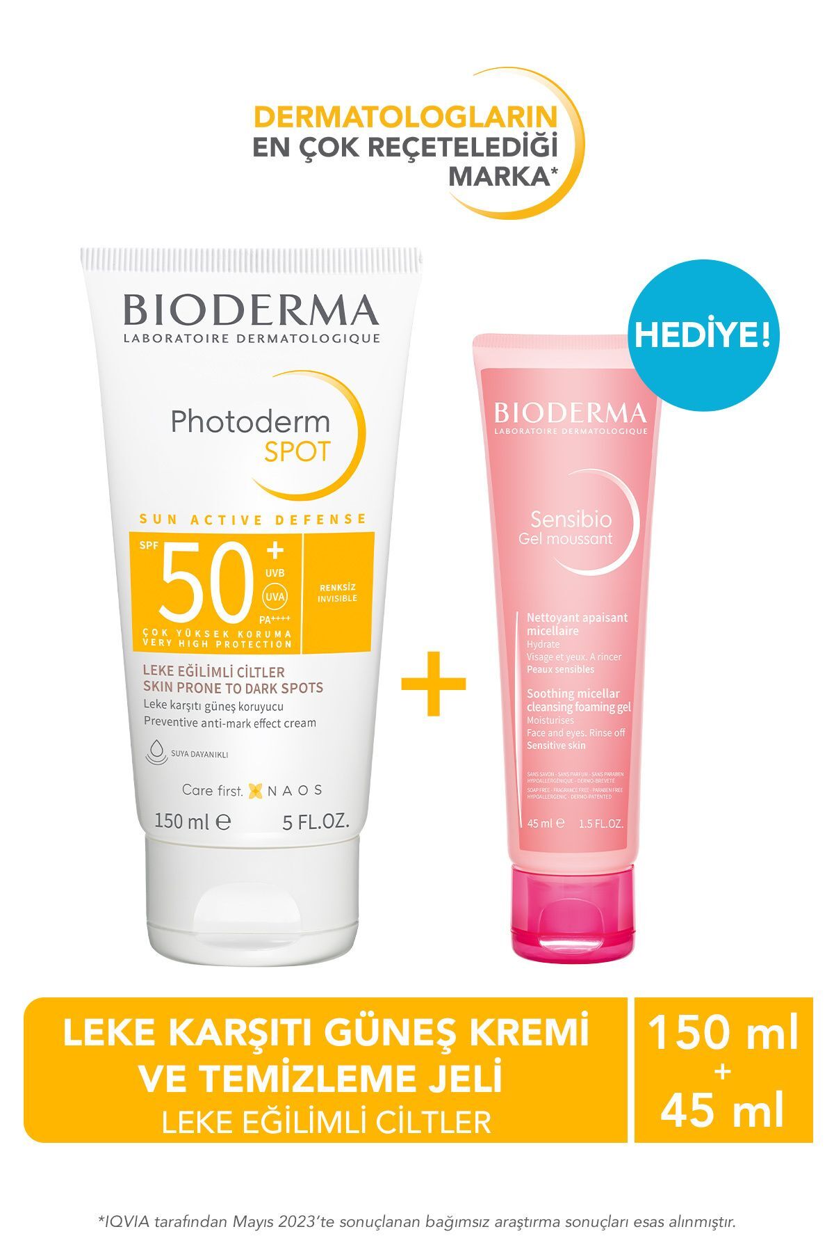 Bioderma Photoderm Spot Spf50 &Sensibio Foaming Gel 45 ml