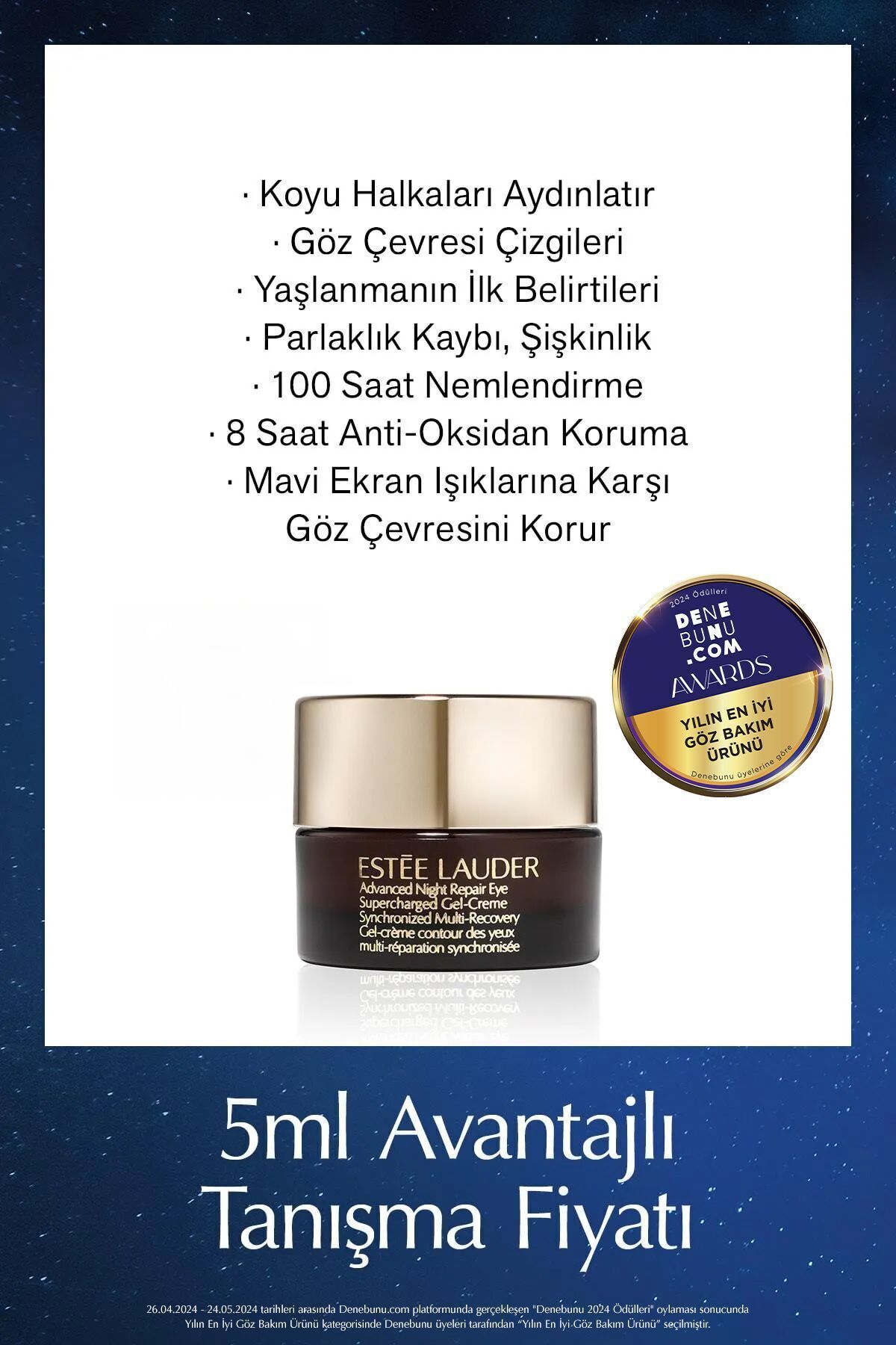 Estee Lauder Göz Çevresine Elastikiyet ve Nem Sağlayan Yaşlanma Karşıtı Jel Göz Kremi 5ml Seyahat Boy