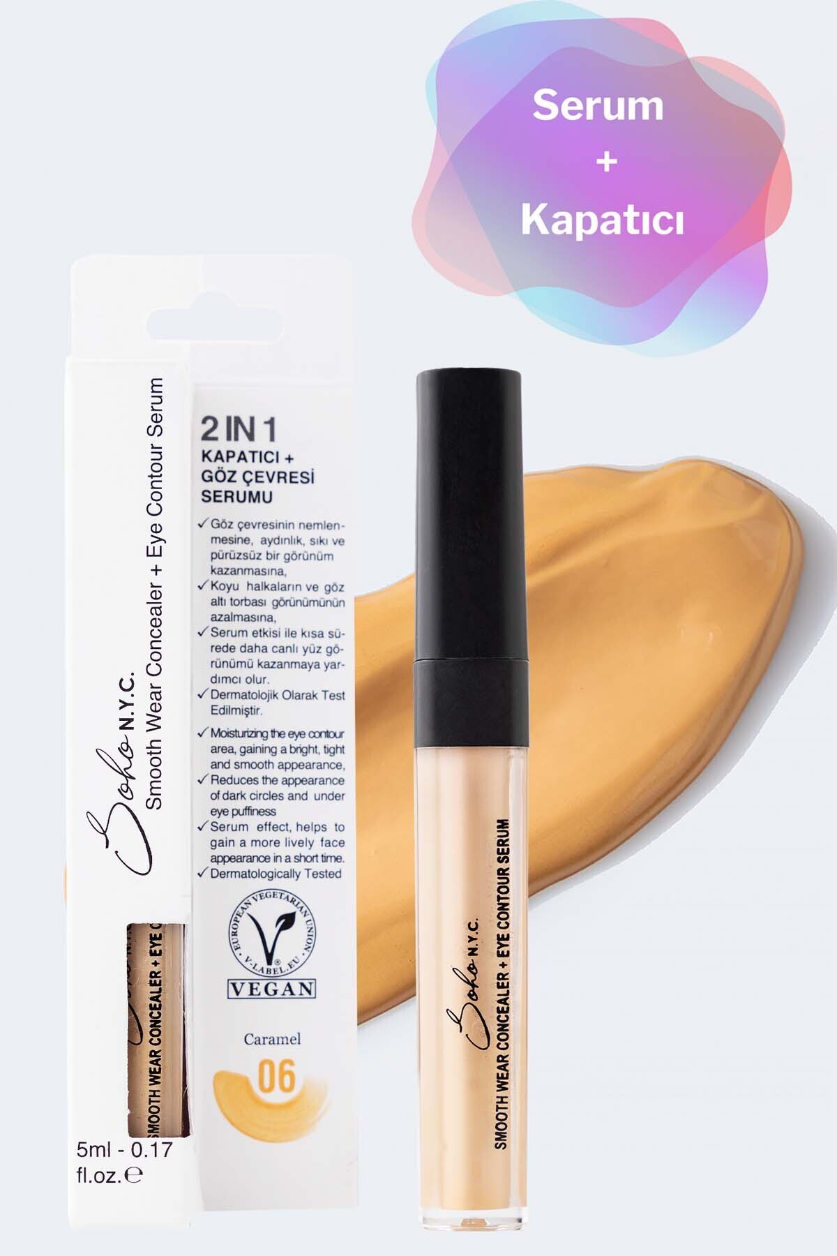 Soho N.Y.C. Vegan Göz Altı Morluk Ve Torba Için Serum Kapatıcı 5ml - No:6 Caramel