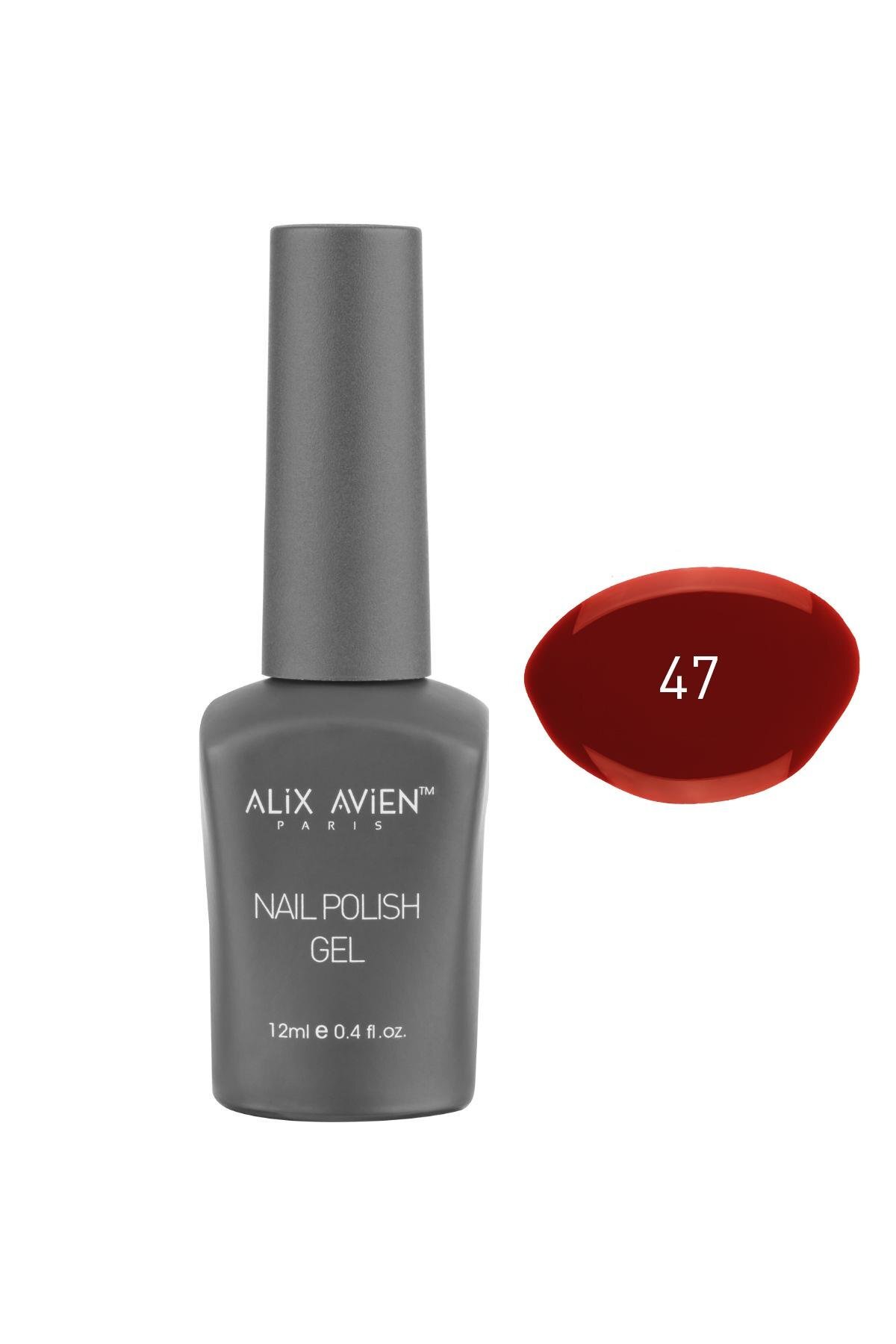 Alix Avien UV Kalıcı Koyu Kırmızı Jel Oje 47 - Gel Polish - 12 ml