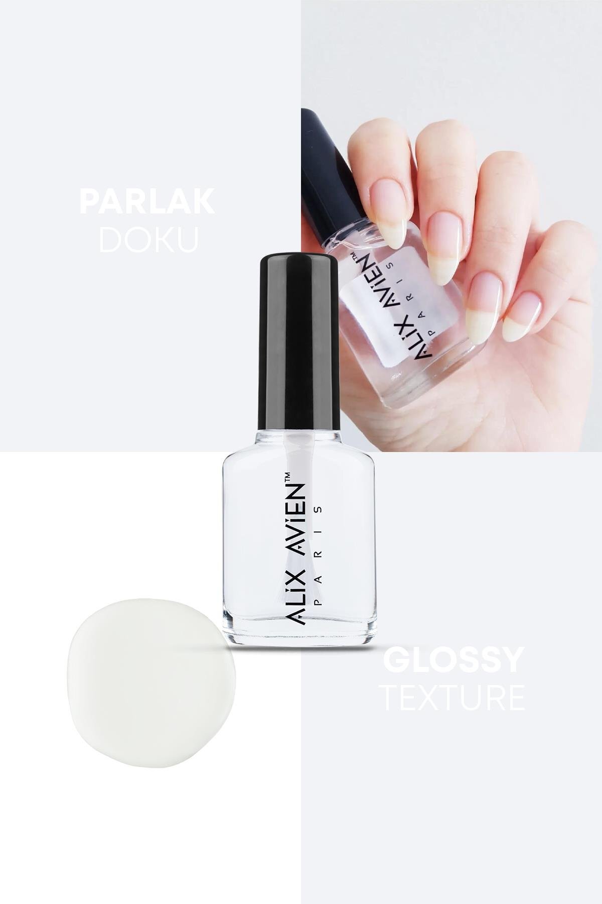 Alix Avien Şeffaf Oje Cila 01 - Yüksek Pigmentli Uzun Süreli Kalıcılık Hızlı Kuruma - Nail Lacquer 01