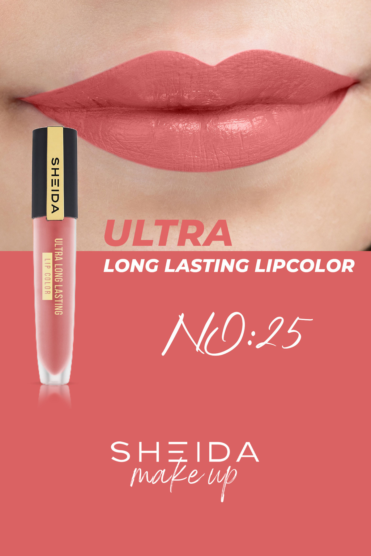 Sheida Long Lasting Uzun Süre Kalıcı Mat Likit Ruj - Yoğun Pigment & E Vitaminli Formül - No 25