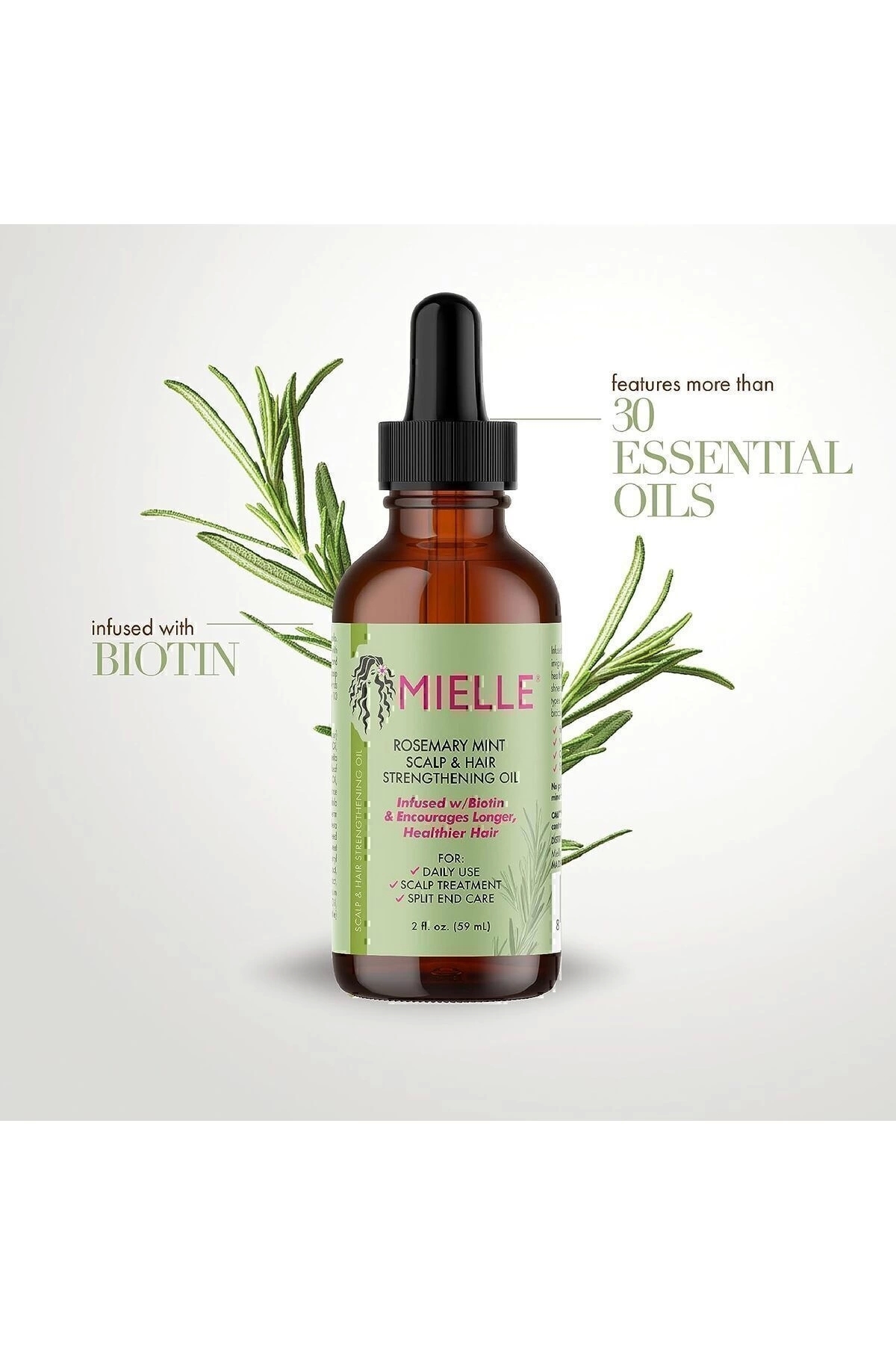 MIELLE Organic Rosemary Mint Scalp Hair Strengthening Oil 59ml