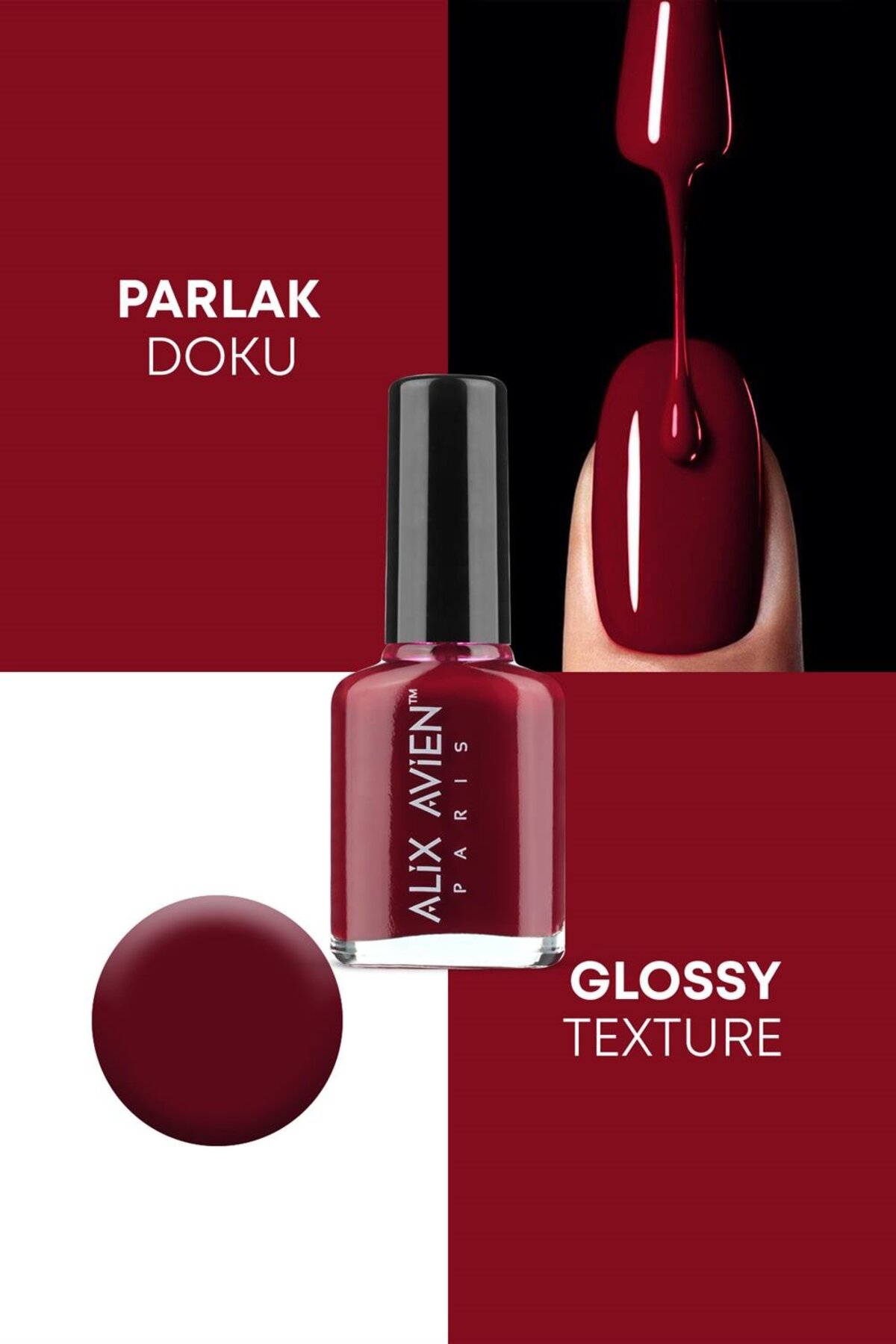 Alix Avien Bordo Oje 17 - Yüksek Pigmentli Uzun Süreli Kalıcılık Hızlı Kuruma - Nail Lacquer 17