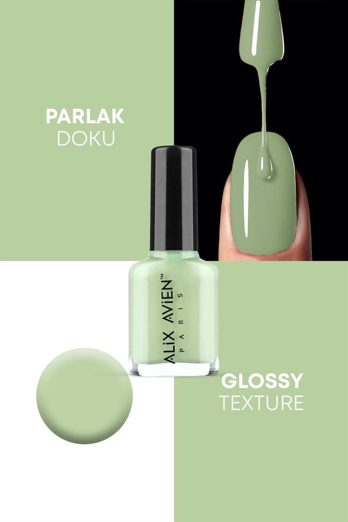 Alix Avien Mint Yeşil Oje 67 - Yüksek Pigmentli Uzun Süreli Kalıcılık Hızlı Kuruma - Nail Lacquer 67