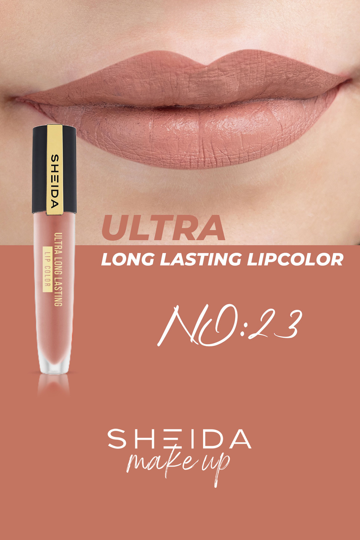Sheida Long Lasting Uzun Süre Kalıcı Mat Likit Ruj - Yoğun Pigment & E Vitaminli Formül - No 23