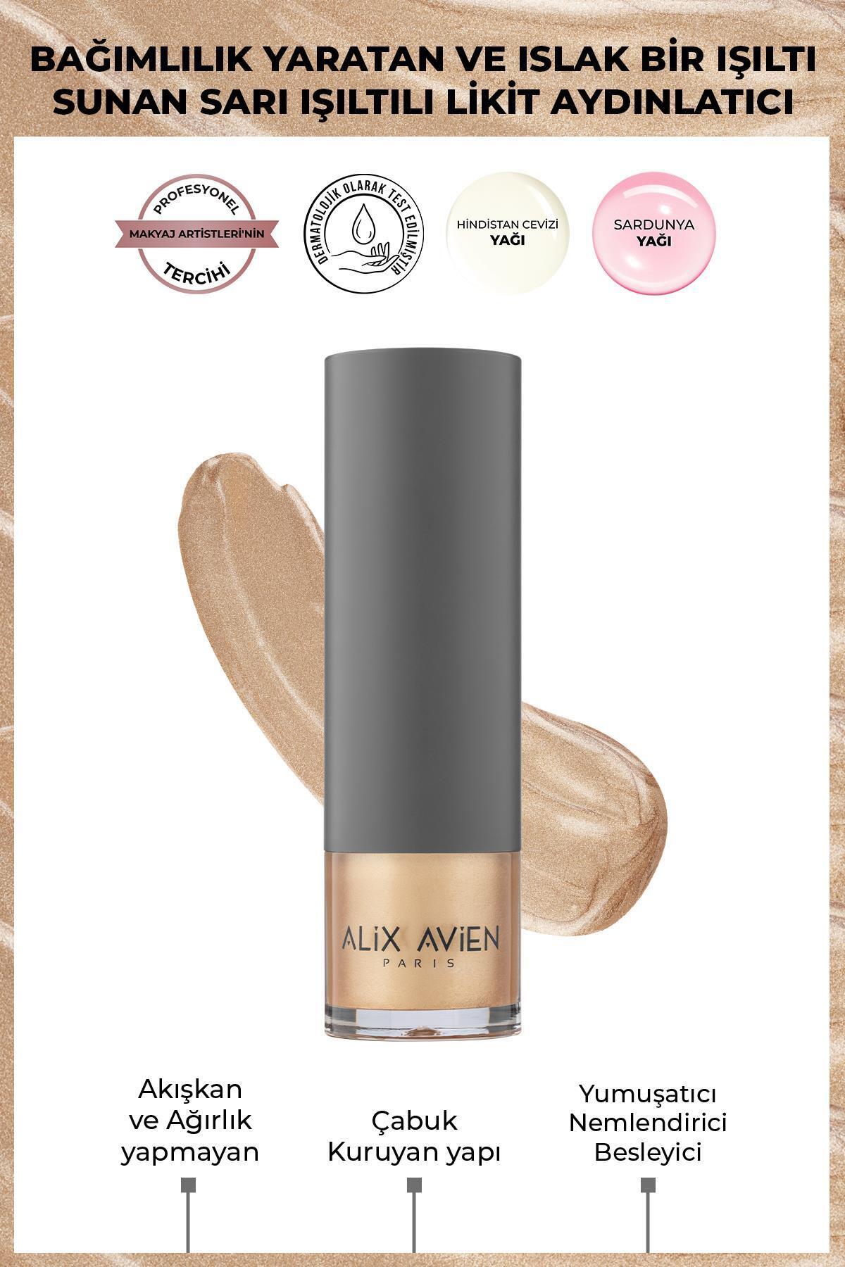 Alix Avien Sarı Işıltılı Likit Aydınlatıcı - Liquid Highlighter 102 - Yüz & Vücut İçin - 30 ml