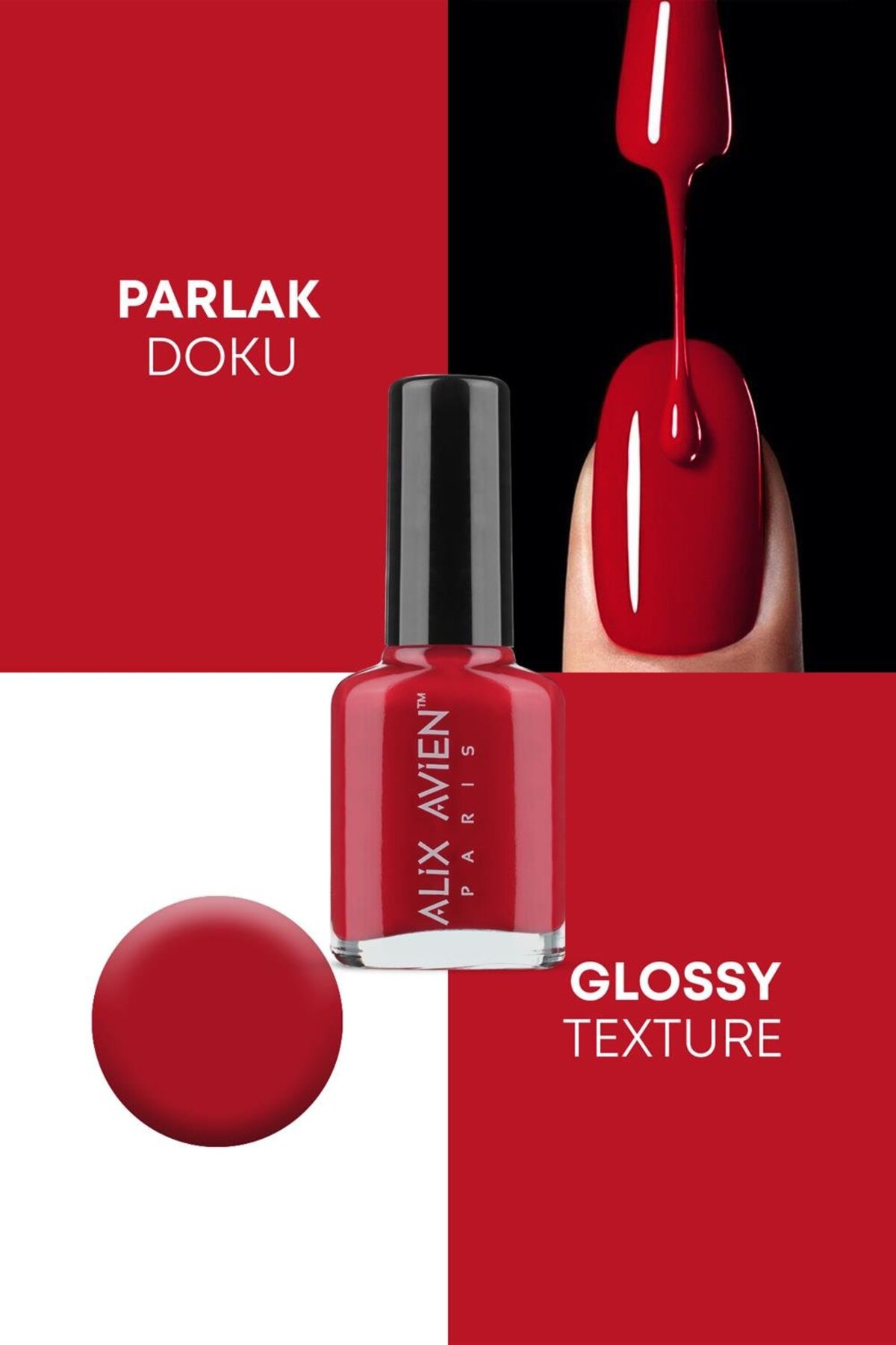 Alix Avien Kırmızı Oje 16 - Yüksek Pigmentli Uzun Süreli Kalıcılık Hızlı Kuruma - Nail Lacquer 16