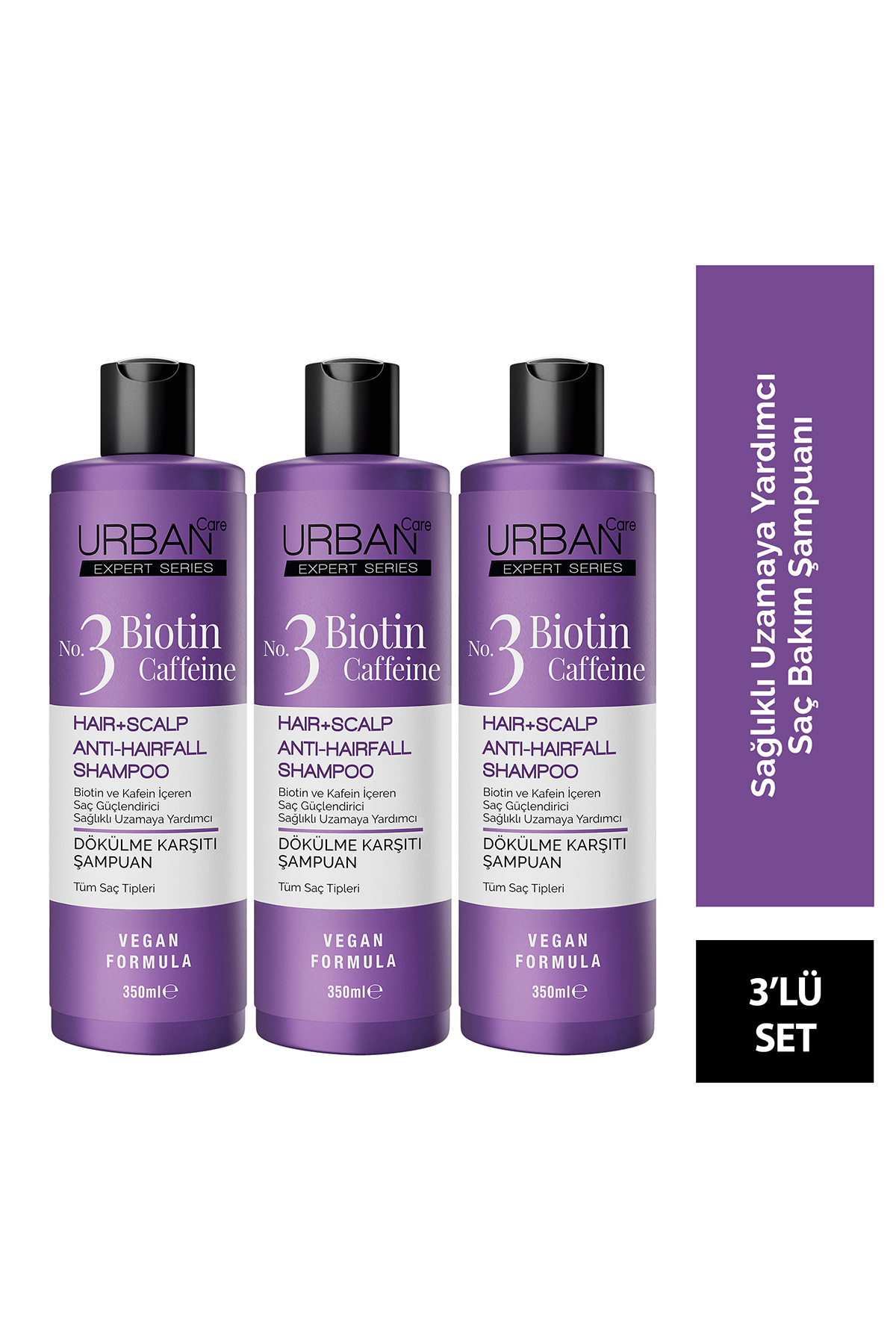 Urban Care Expert Biotin ve Kafein Dökülme Karşıtı Şampuan Seti 3x350ml-vegan