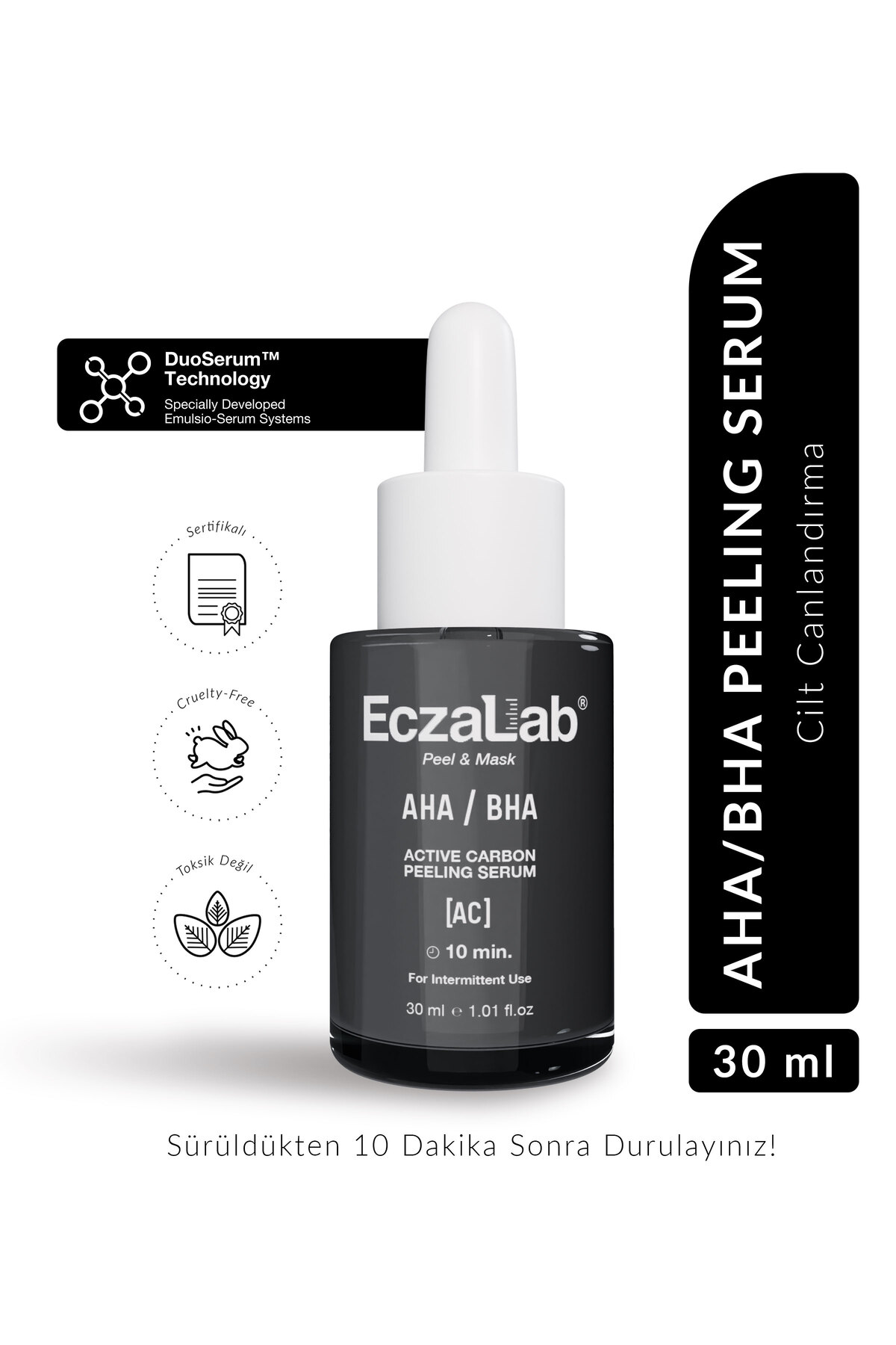eczalab Aha / Bha Aktif Karbonlu Peeling Duoserum® | Cilt Yenileyici & Detoks Etkili | Aha 8% Bha 2%