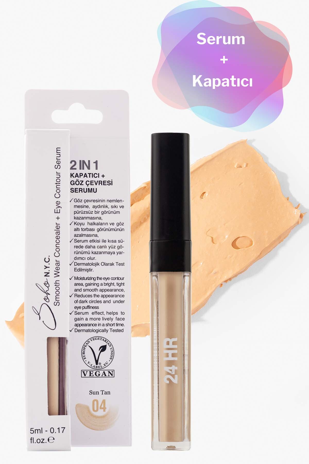 Soho N.Y.C. Vegan Göz Altı Morluk Ve Torba Için Serum Kapatıcı 5ml - Sun Tan