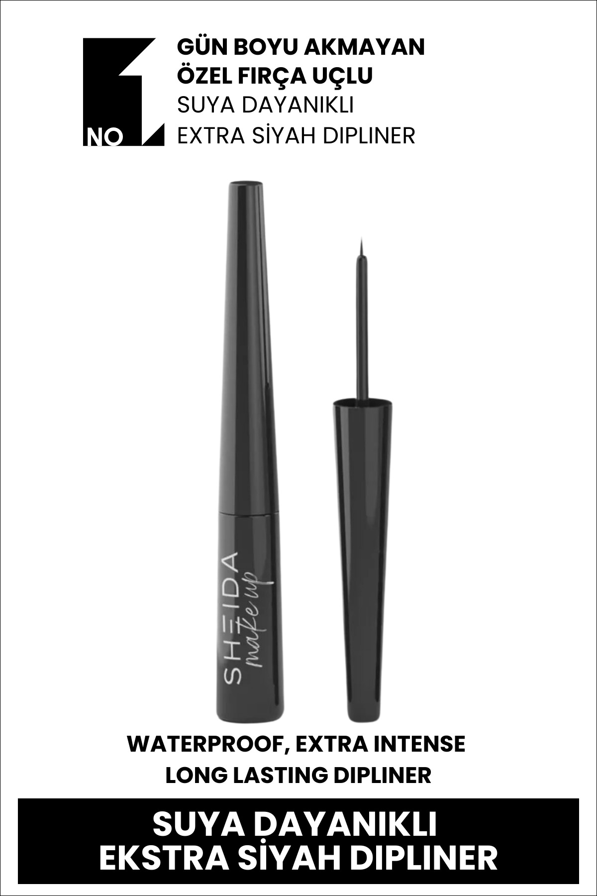 Sheida Suya Dayanıklı Yoğun Siyah Dipliner Extra Black Gloss Dip Eyeliner