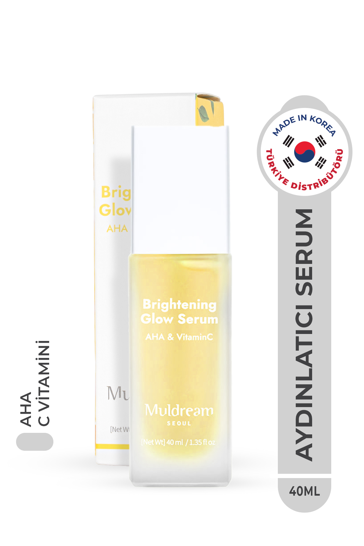 Muldream Brightening Glow Serum Aha Ve C Vitamin Canlandırıcı Aydınlatıcı Serum Kore 40ml