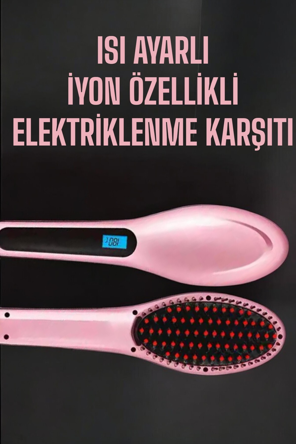 UCUZTEKNO Fön Tarağı Saç Düzleştirici Sıkı Dişli Isı Ayarlı Elektriklenme Karşıtı