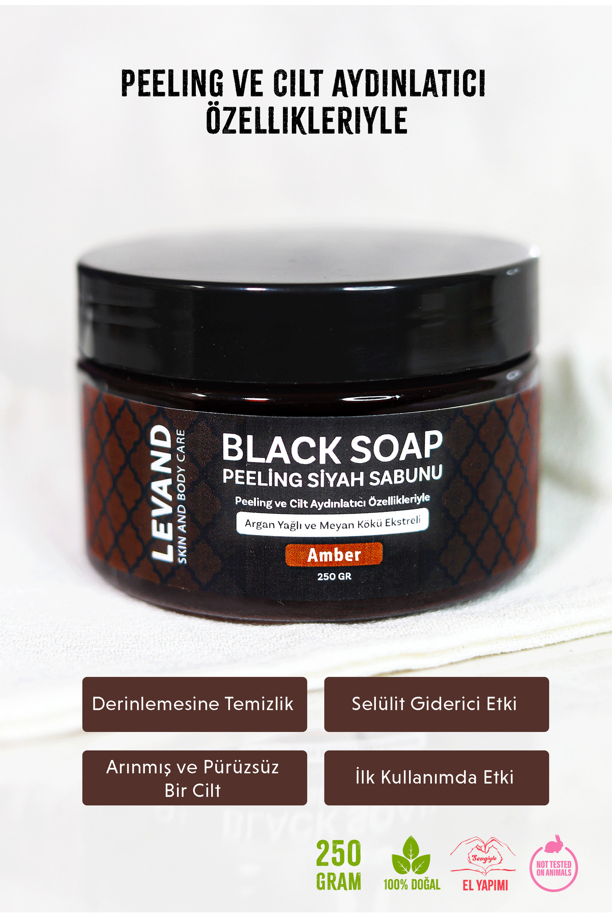 Levand Peeling Fas Siyah Argan Sabunu Amber/beldi/jel Peeling Sabunu 250g