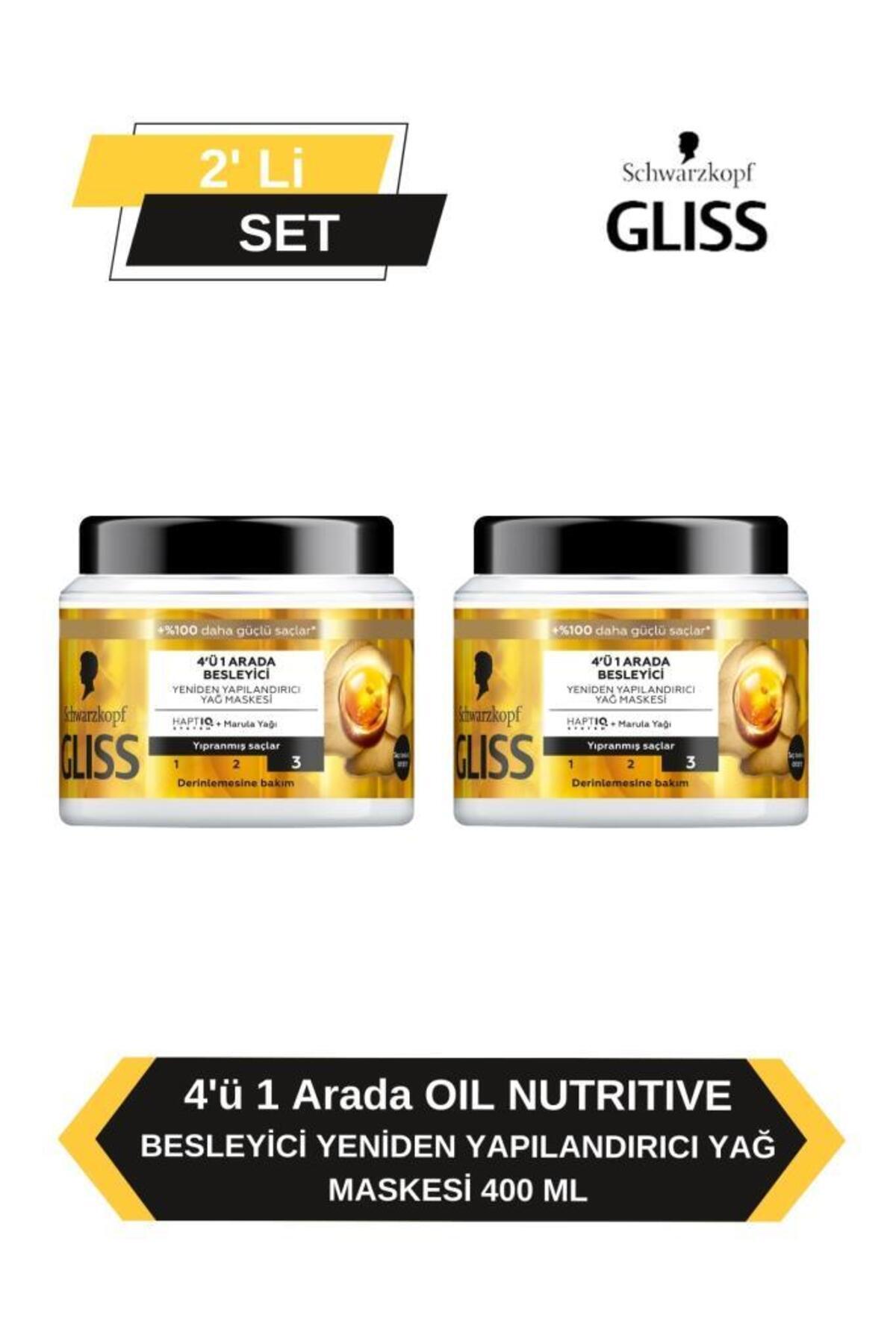Gliss 400 ml x2 Besleyici Saç Bakım Maskesi | 4’ü 1 Arada Onarıcı ve Kolay Uygulamalı Yoğun Bakım