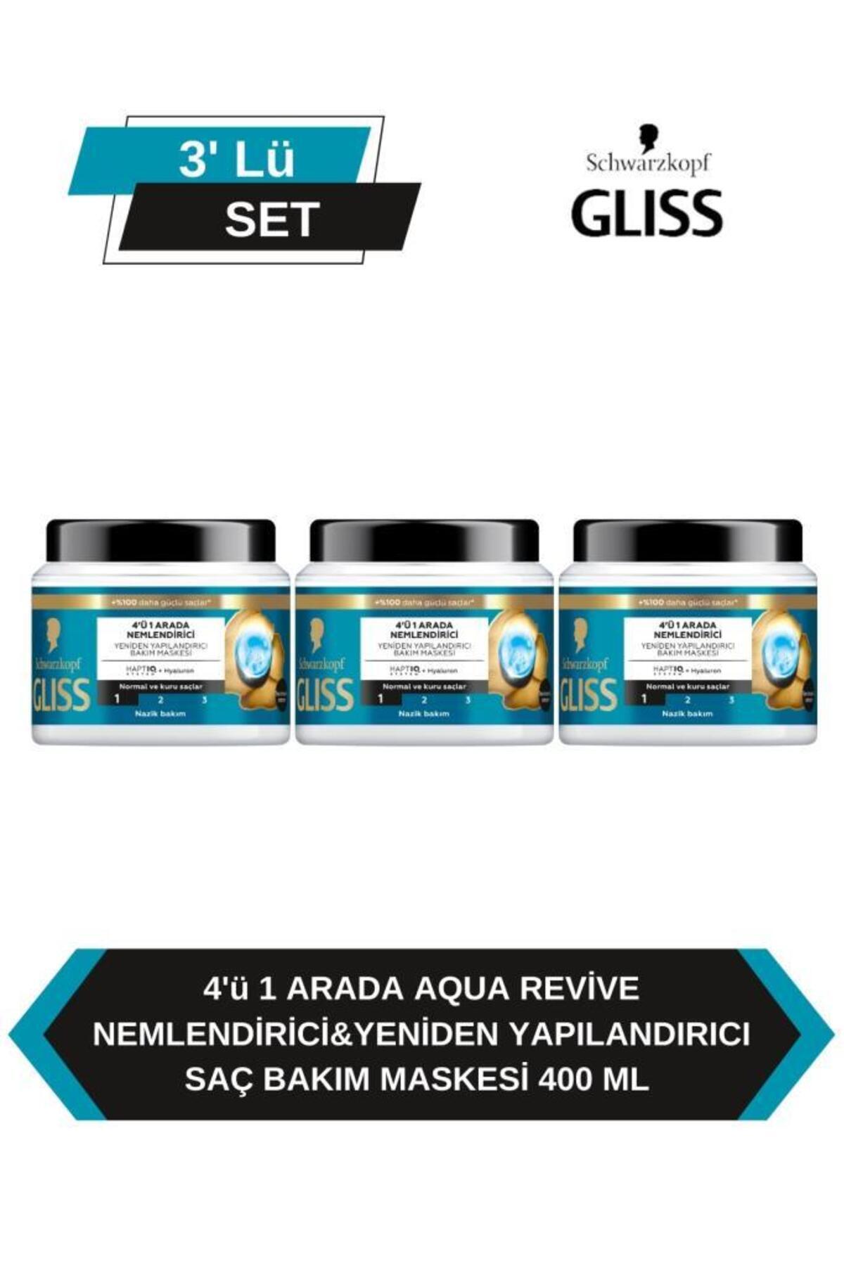 Gliss 4’ü 1 Arada Saç Maskesi 400 ml x3 | Nemlendirici, Yapılandırıcı ve Kolay Uygulamalı Yoğun Bakım