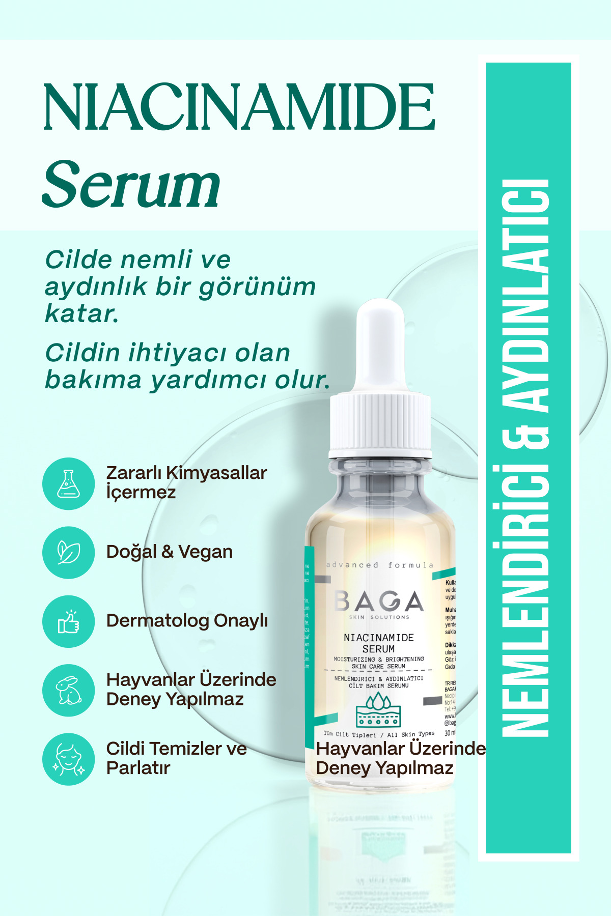 Baga Koyu Leke ve Akne Sivilce İzlerini Azaltmaya Yardımcı Niacinamide Serum