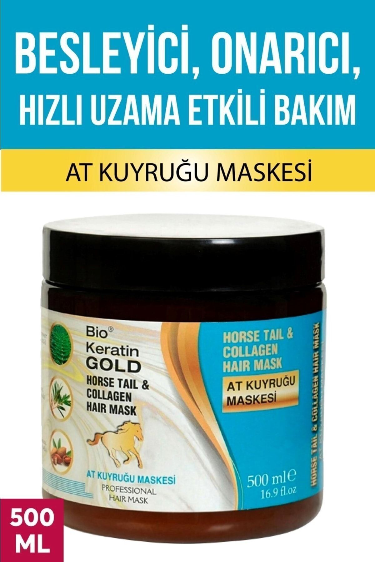 Bio Keratin Gold At Kuyruğu Bitki Özlü Saç Bakım Maskesi 500 ml
