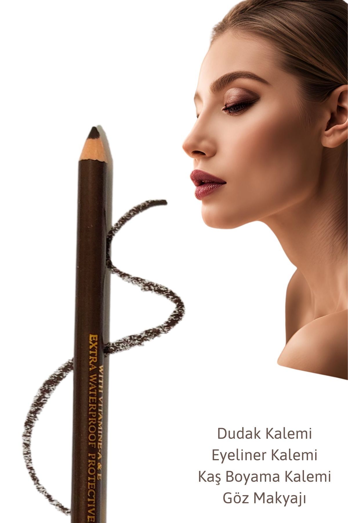Melien 1 Ad Kahverengi Suya Dayanıklı Dudak Kalemi Eyeliner Kalemi Göz Altı Kaş Boyama Makyaj Kalemi Seti Aksesuar