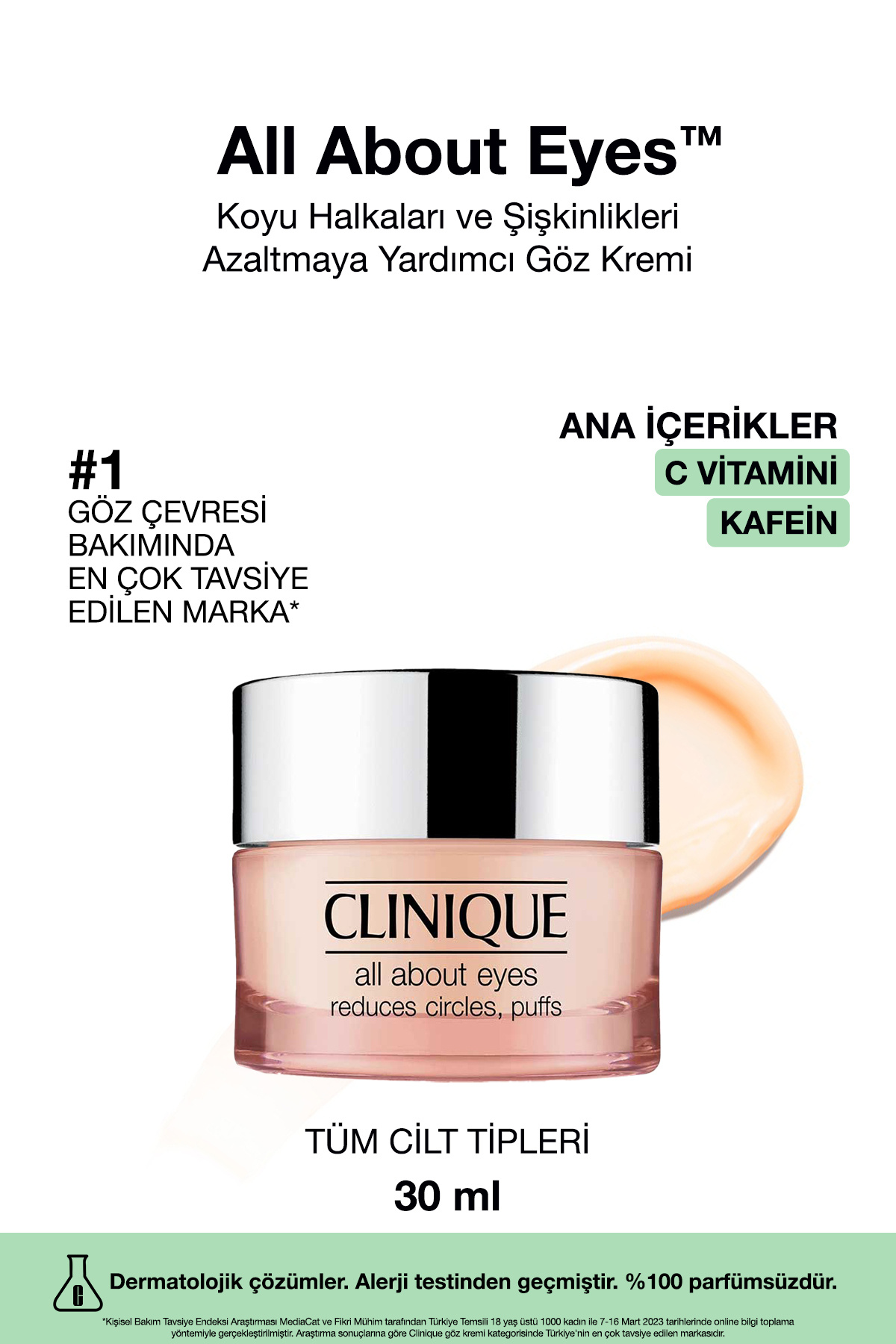 Clinique All About Eyes™ C Vitamini Ve Kafein Içeren Göz Kremi 30ml | Şişkinlik Ve Koyu Halka Karşıtı