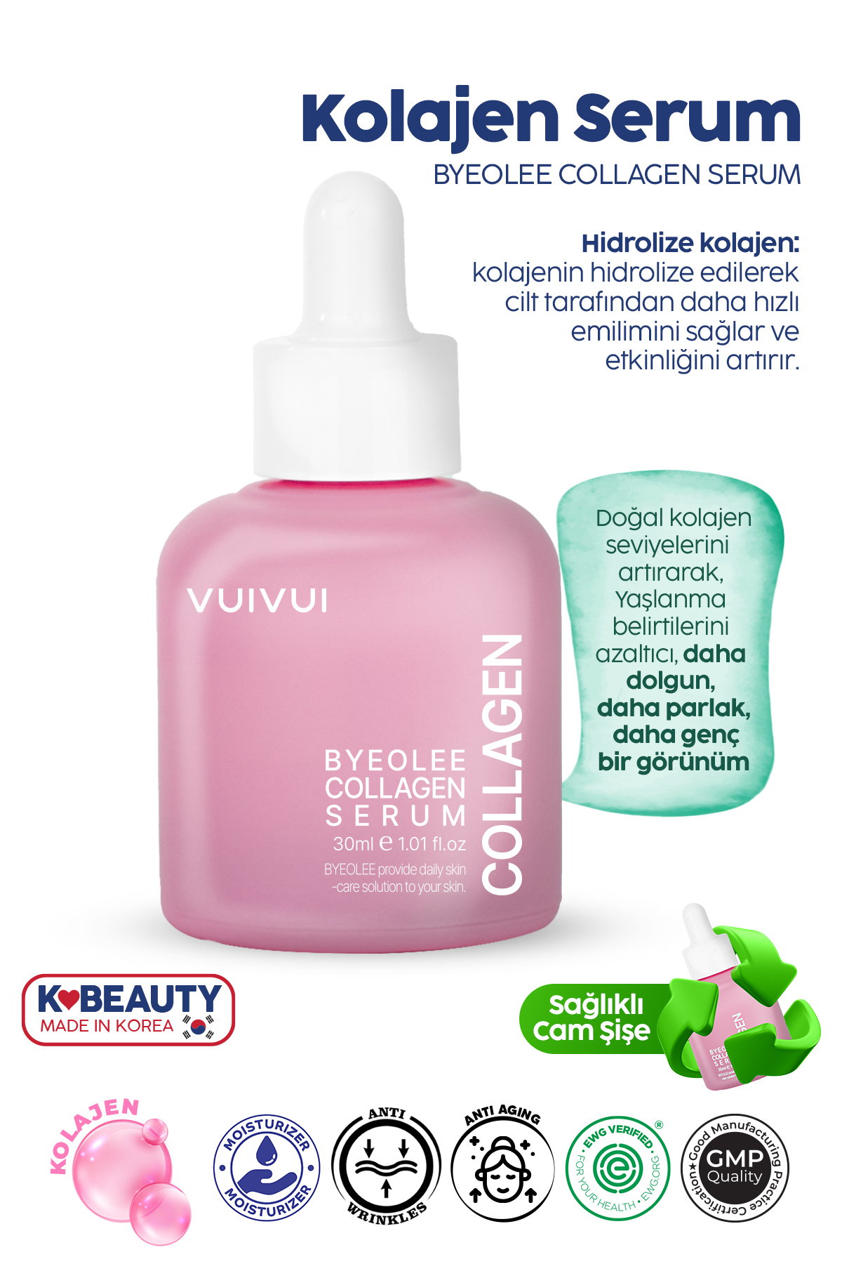 byeolee Kolajen Kore Serum Botoks Etkili Cilt Hücrelerini Yenileyici Dolgunlaştırıcı ve Sıkılaştırıcı 30 ml
