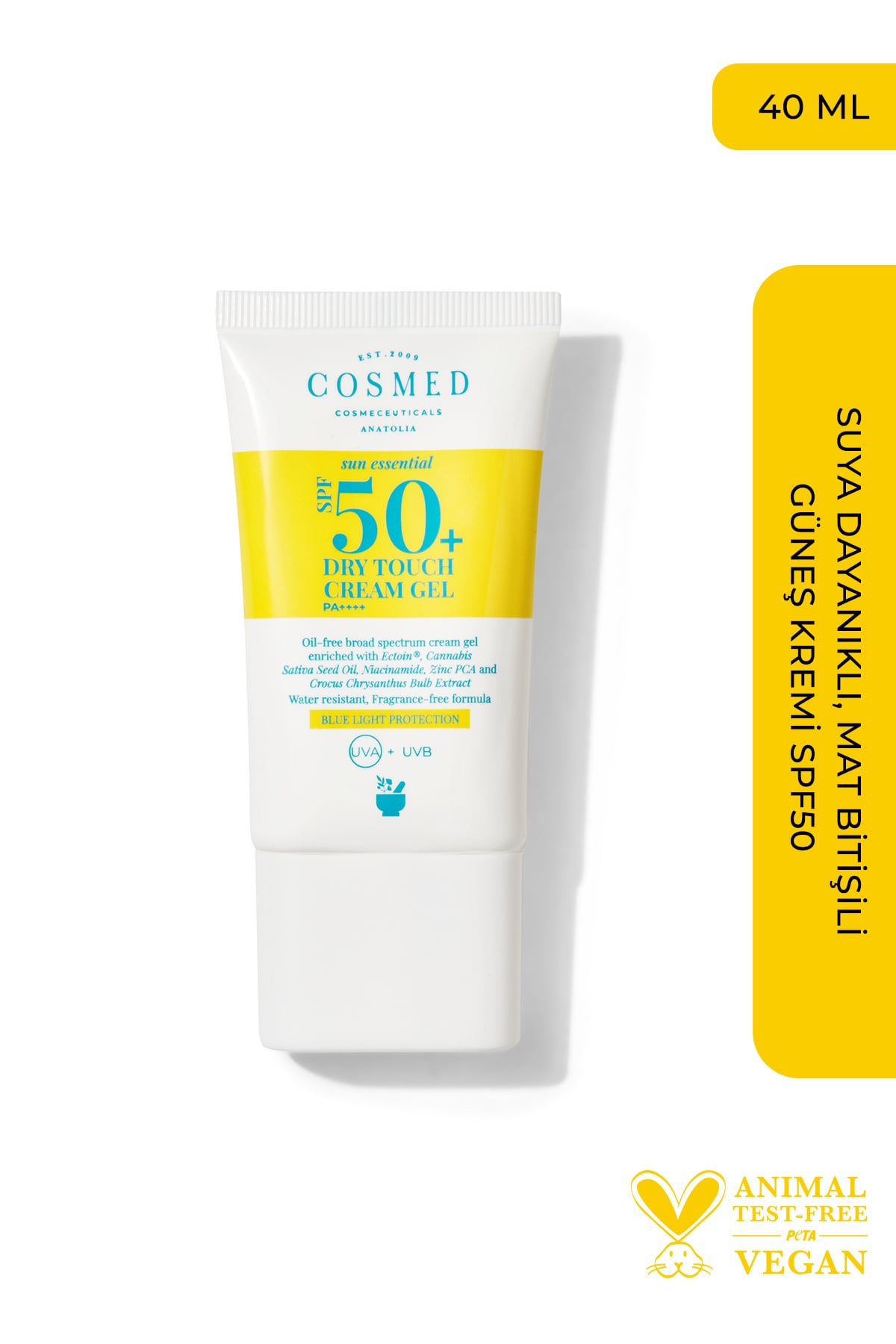 COSMED Yağlı Ciltler İçin Suya Dayanıklı, Mat Bitişli Güneş Kremi SPF50+/SUN ESSENTIALS DRY TOUCH CREAM GEL