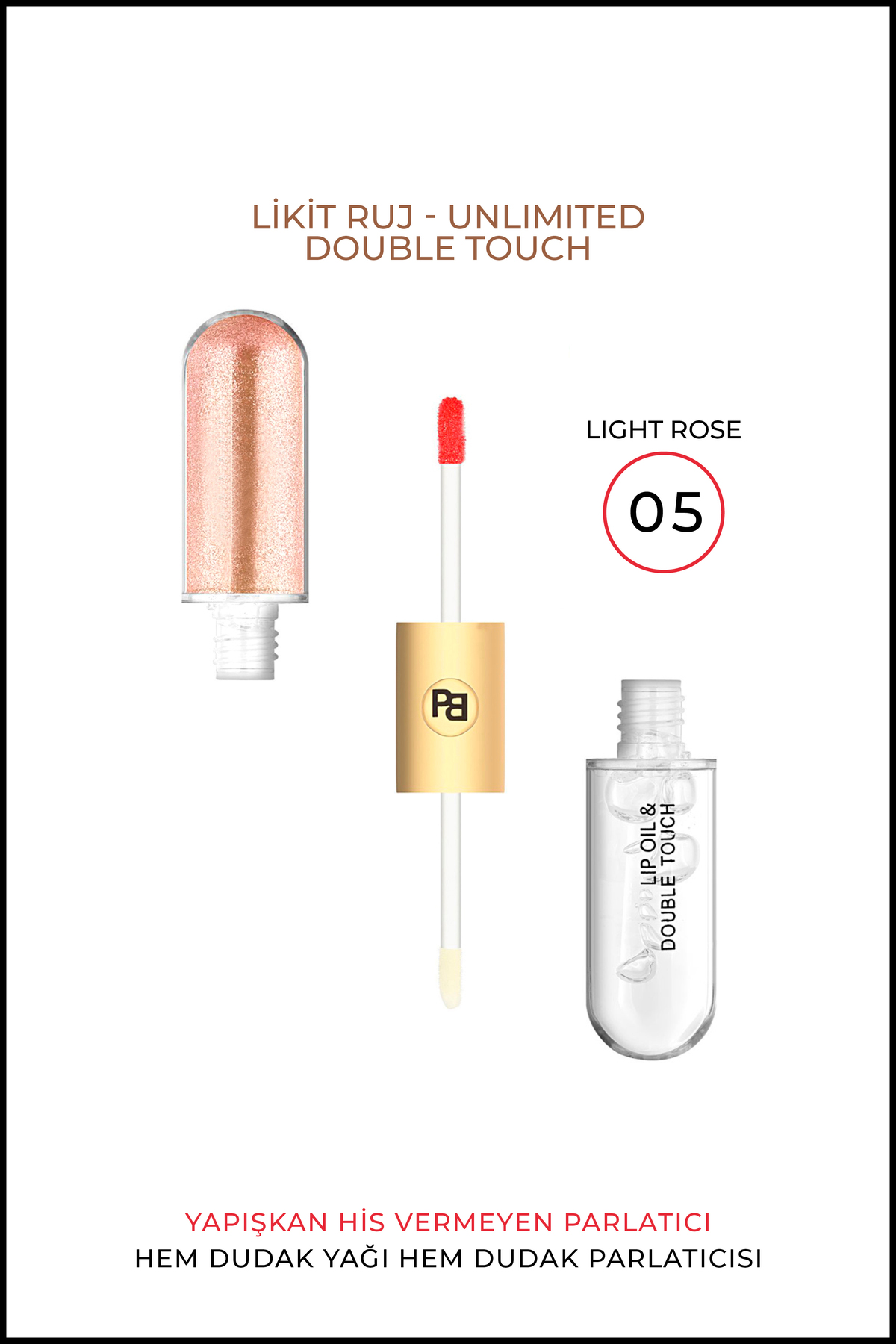 2in1 Likit Ruj - Unlimited Double Touch Lip Oil - Lip Gloss & Oil Kalıcı Parlak Ruj