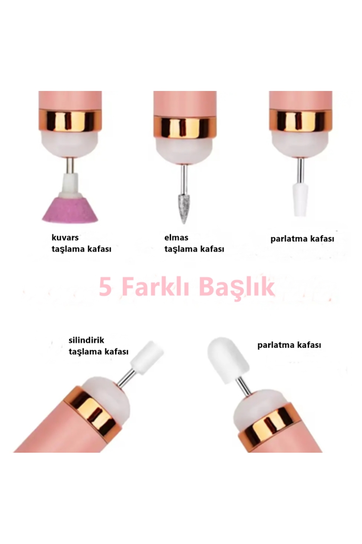 Yeni Model 5 Başlıklı USB Şarjlı Işıklı Manikür-Pedikür Tırnak Törpüsü_EL,Ayak Tırnak Bakımı