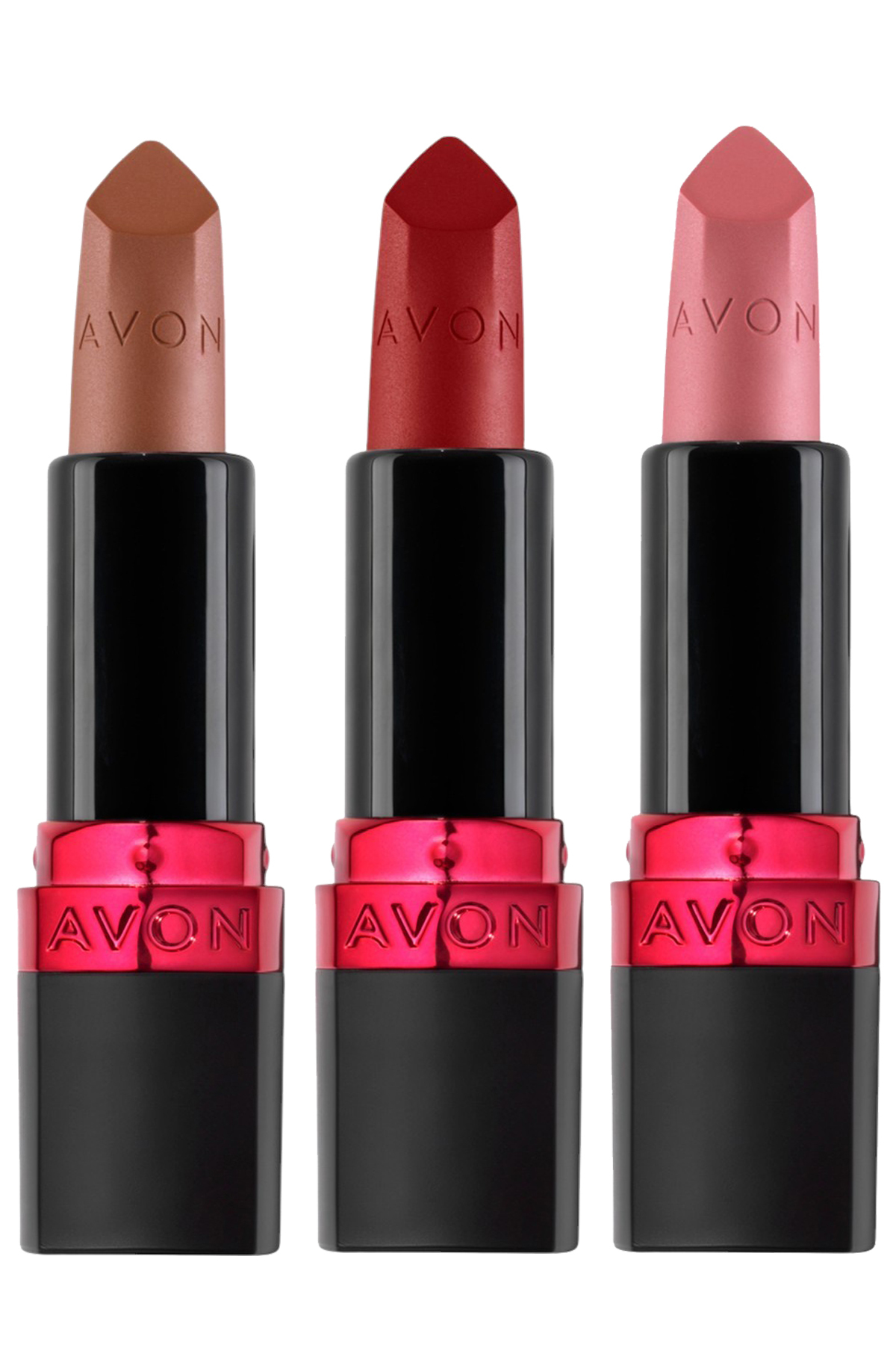 AVON Ultra Mat Marvellous Mocha, Red Supreme Ve Pure Pink Üçlü Ruj Paketi