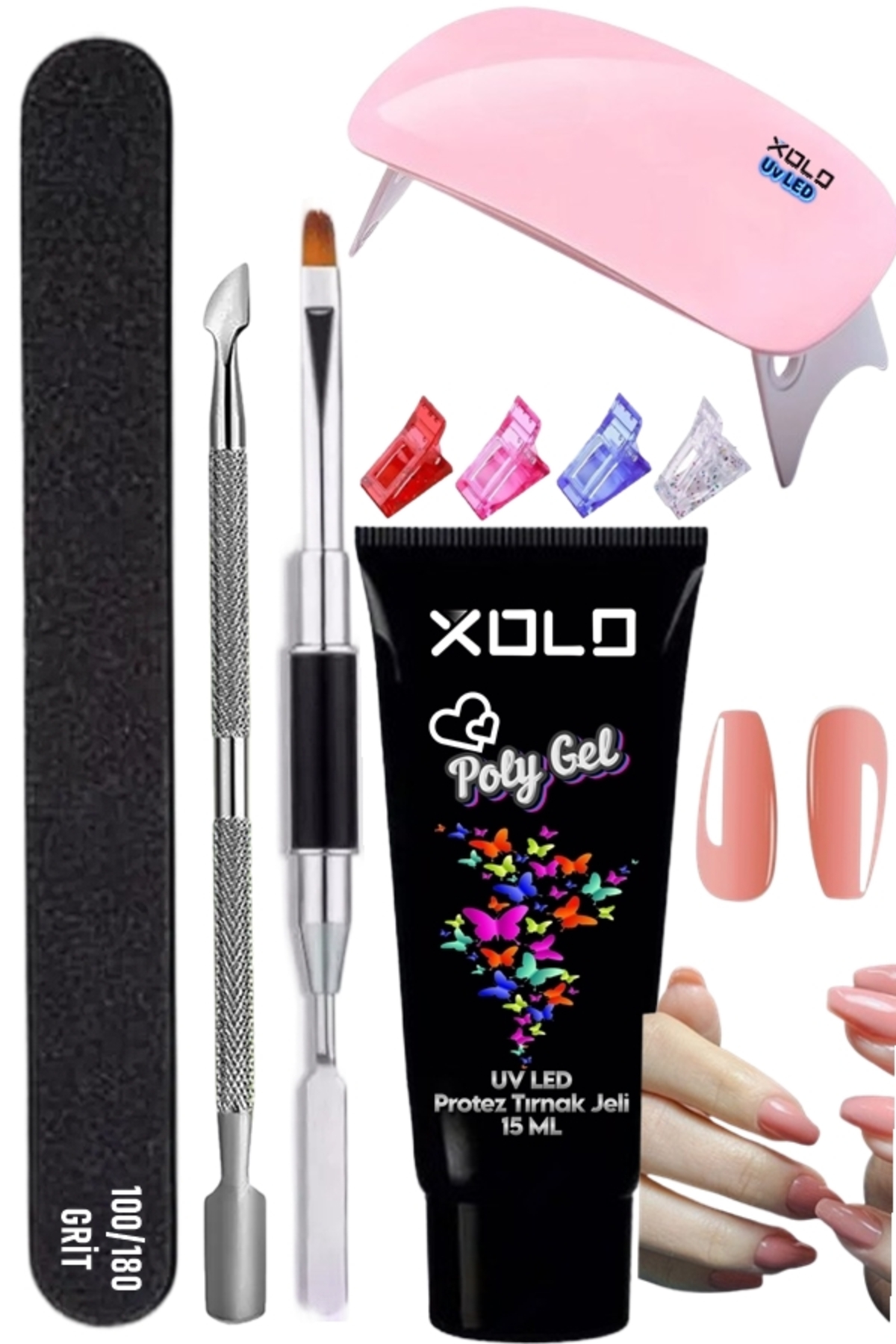 xolo Evde Polijel Kalıcı Oje Yapma Seti Kolay Oje Seti Tips Tırnak Oje Full Set