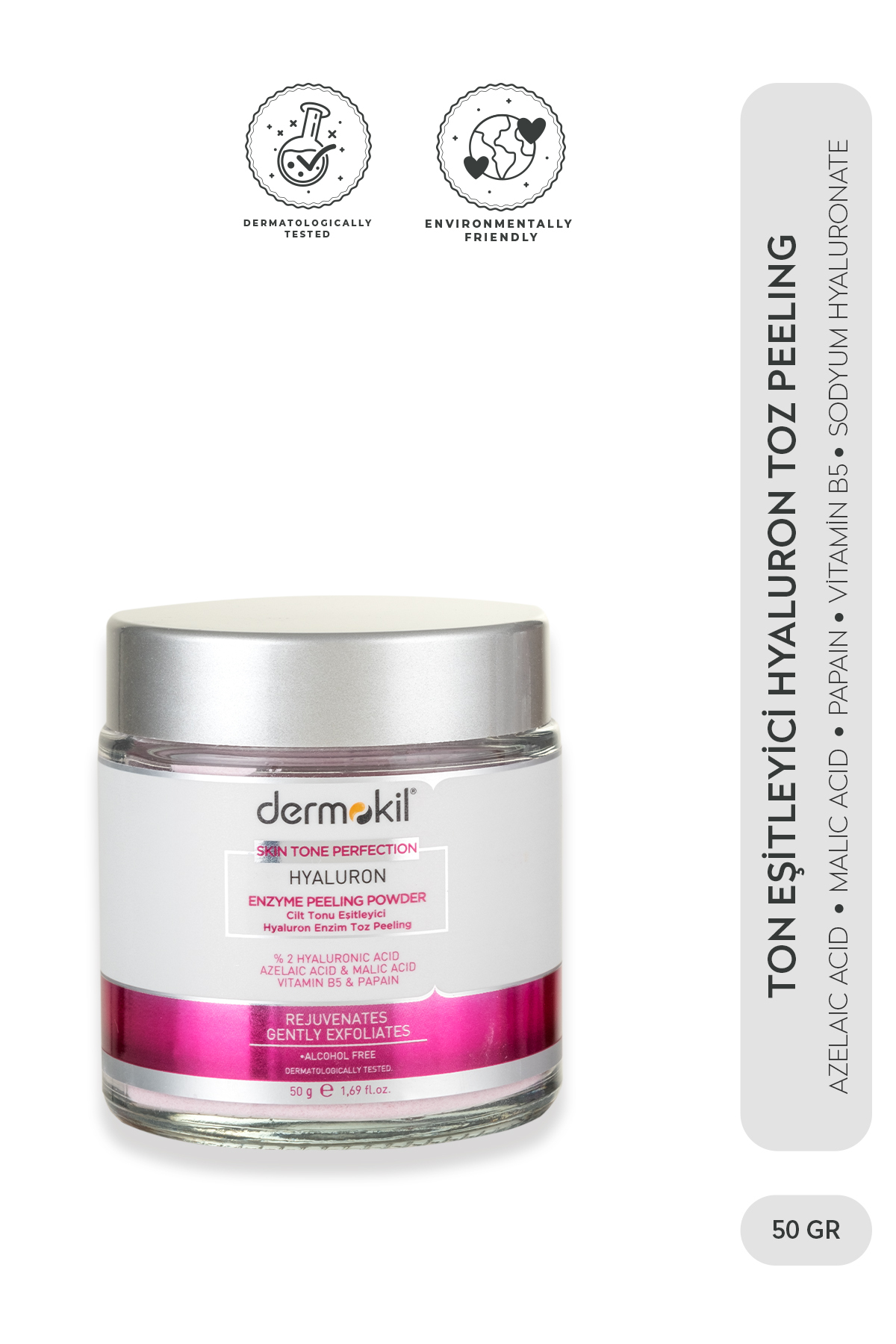 Dermokil Cilt Tonu Eşitleyici Hyaluron Enzim Toz Peeling 50 g