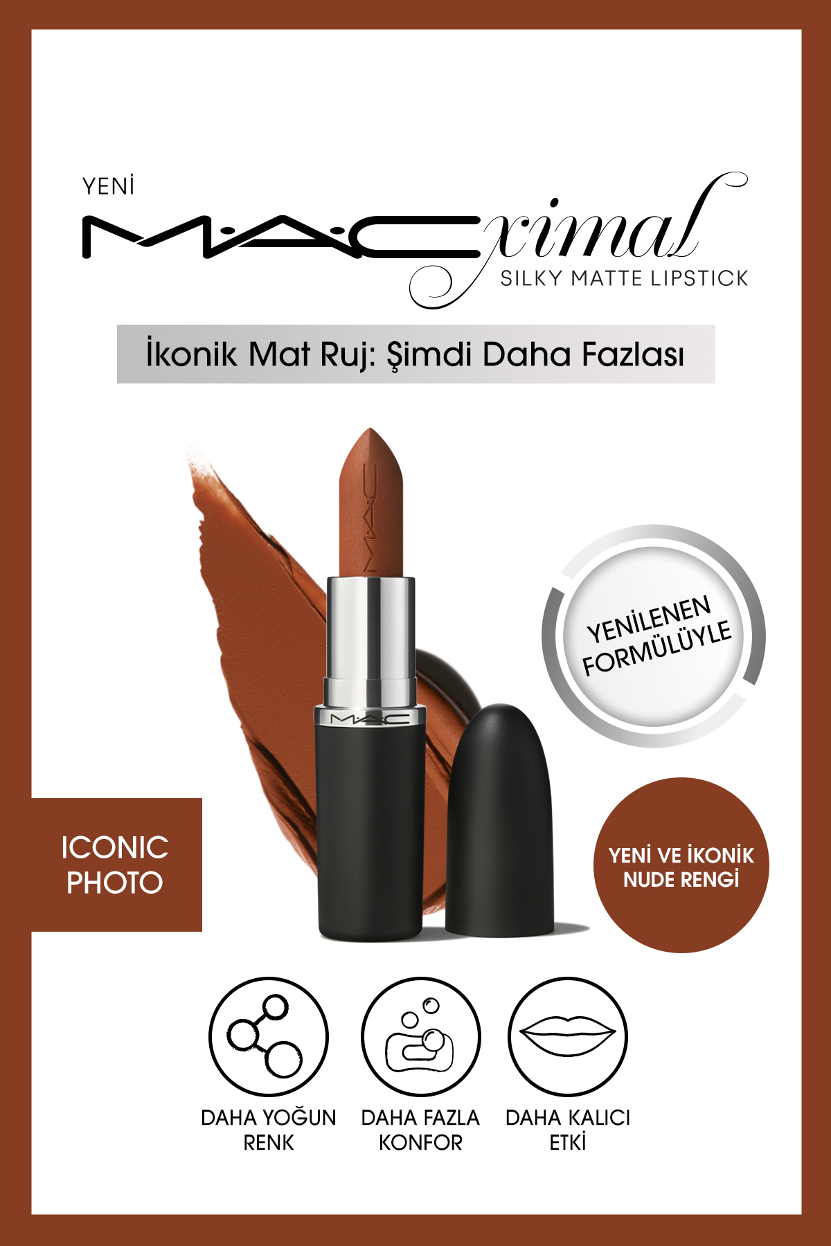 M.A.C Silky Matte Lipstick Nemlendirme Etkili Yoğun Renk Sağlayan Ruj -ICONIC PHOTO 3.5GM