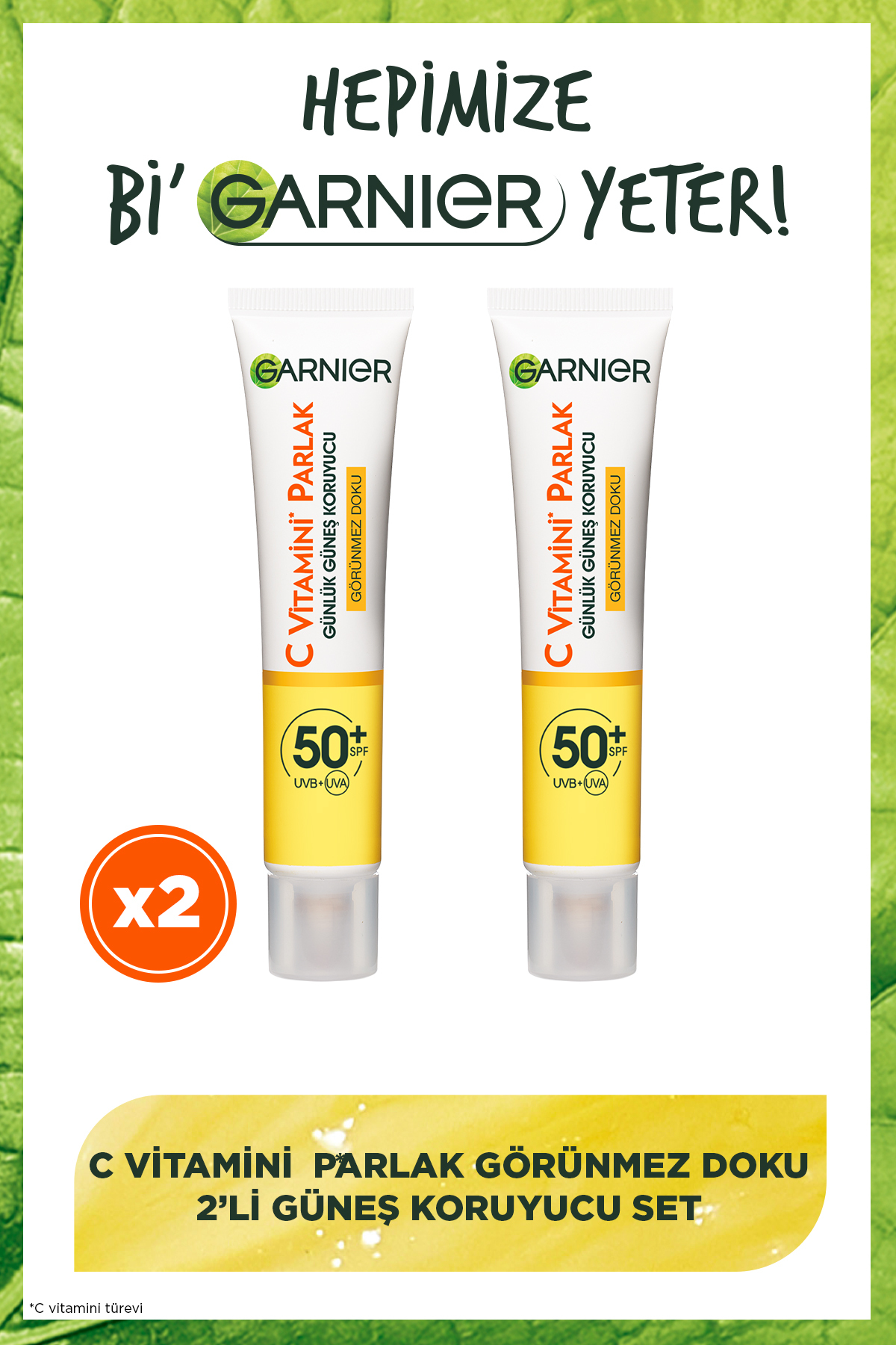 Garnier C Vitamini Parlak 2'li Güneş Koruyucu Set Görünmez Doku